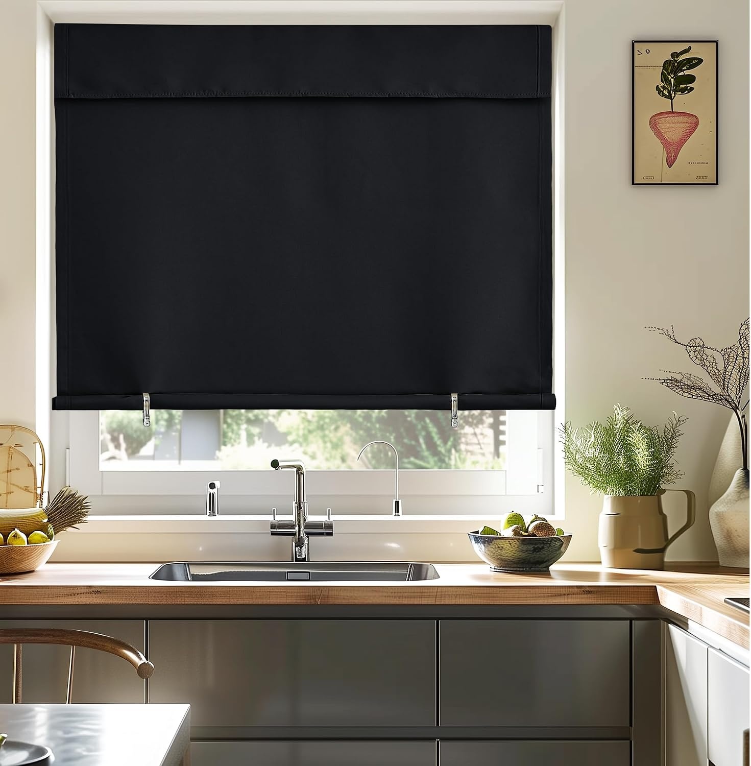 image:imageNICETOWN Greyish White Short Blackout Curtains 63 Inches Long for BedroomBlack