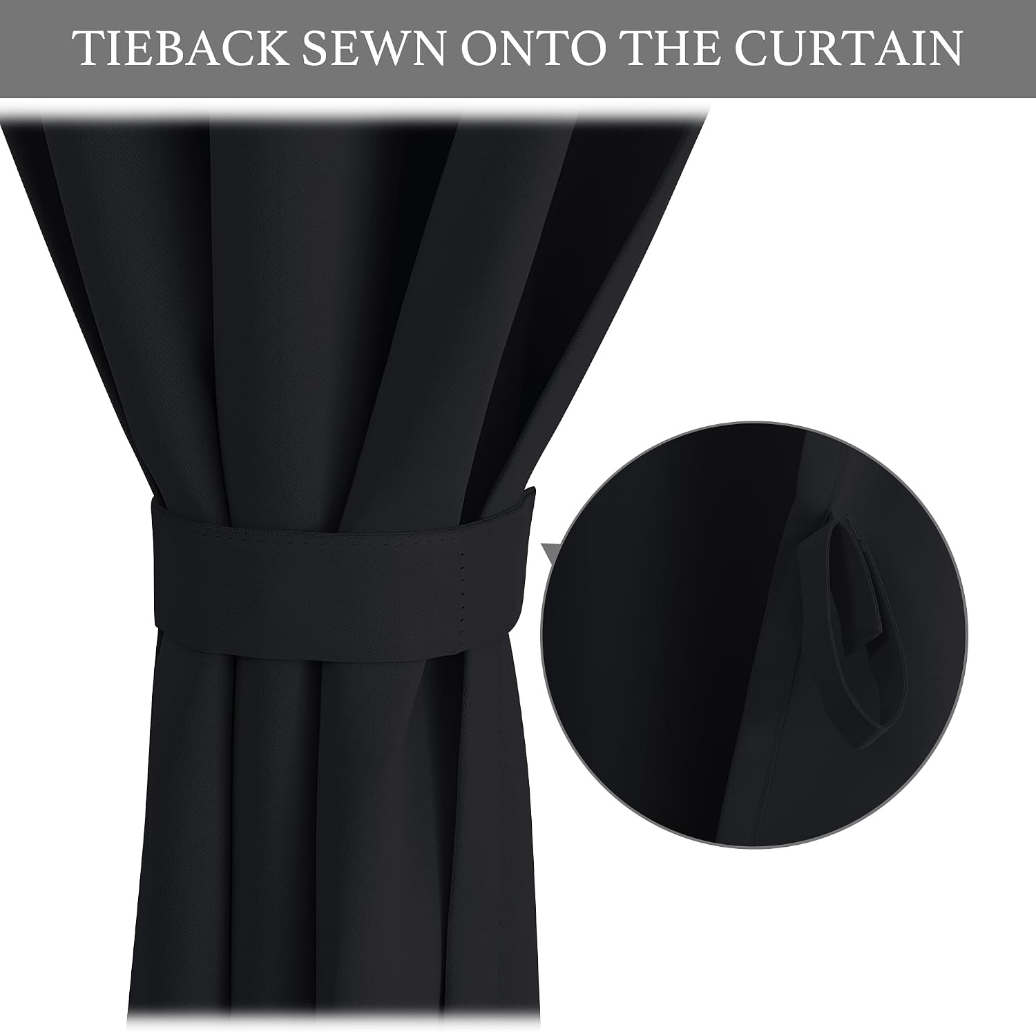 image:imageNICETOWN Greyish White Short Blackout Curtains 63 Inches Long for BedroomBlack