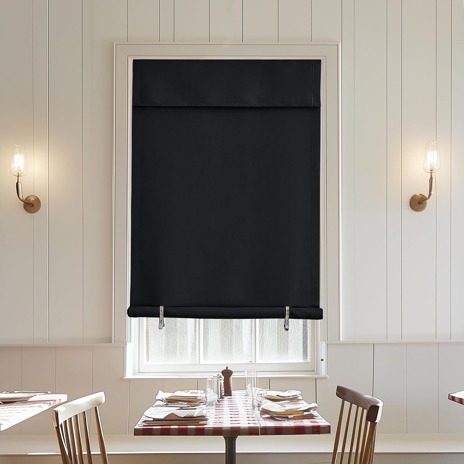image:imageNICETOWN Greyish White Short Blackout Curtains 63 Inches Long for BedroomBlack