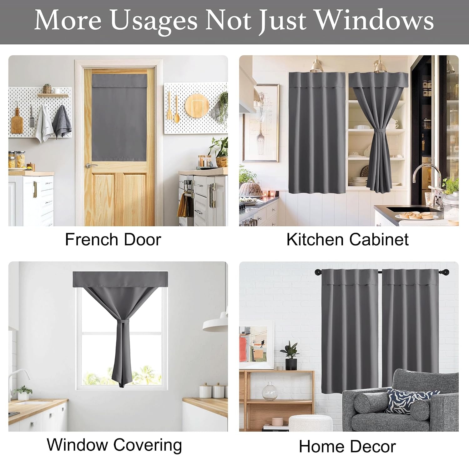 image:imageNICETOWN Greyish White Short Blackout Curtains 63 Inches Long for BedroomGrey