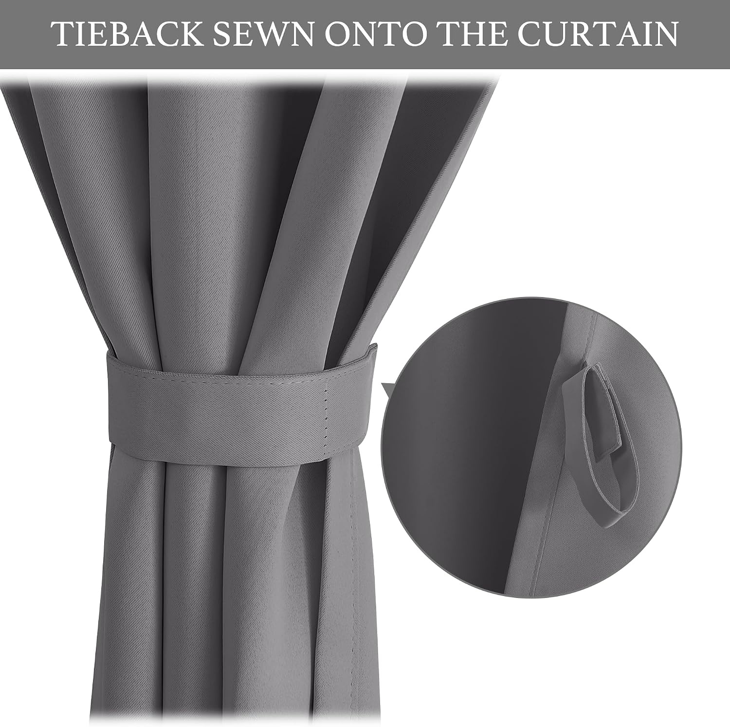 image:imageNICETOWN Greyish White Short Blackout Curtains 63 Inches Long for BedroomGrey