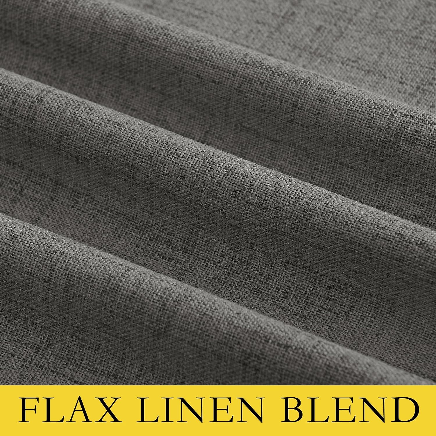 image:imageNICETOWN Grizzle Gray Vintage Linen 100 Blackout Curtains for Living Room Thermal Insulated Curtains 84 Long Noise Reducing Window Treatment Drapes for Dining Room 62 Wide Per Panel Set of 2