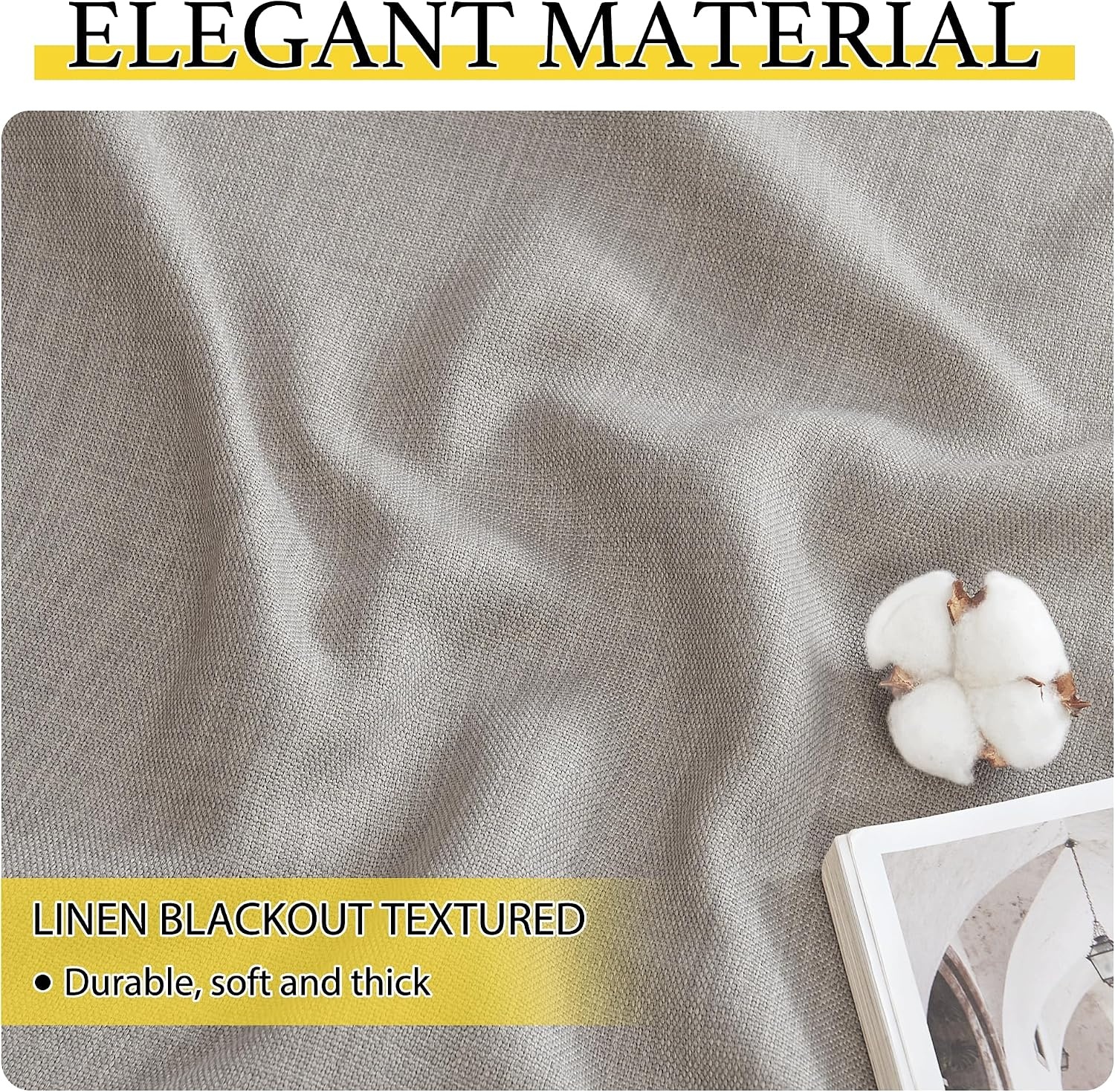 image:imageNICETOWN Linen Curtain Valances for Living Room 30 inch Length 2 Panels Grommet Top Light Blocking Room Darkening Curtains Thermal Insulated Window Tiers for Barhtoom Window Angora W50 x L30