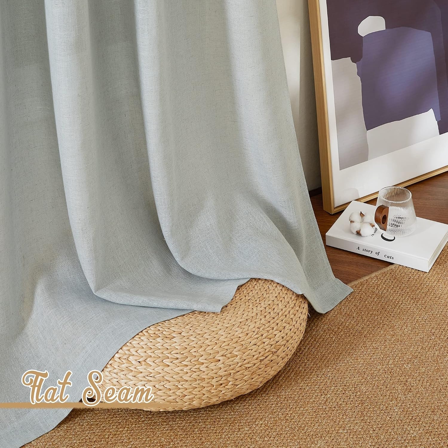 image:imageNICETOWN Linen Textured Semi Sheer Bedroom Curtains Grommet Top Casual Thick Semitransparent Flax Sheer Window Treatment Privacy for Living Room Camel W52 x L72 Sold by 2 PanelsLinen Gray
