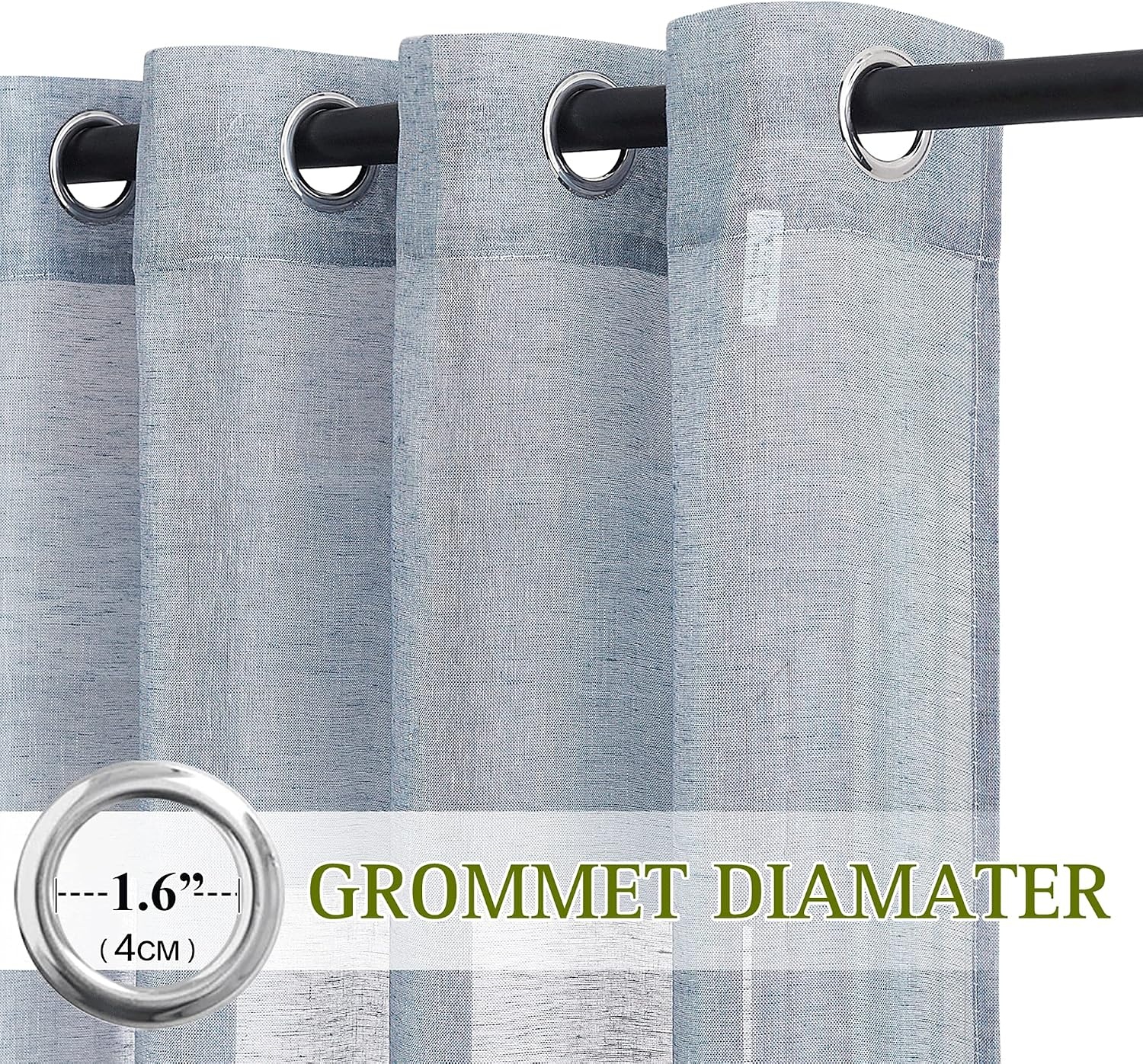 image:imageNICETOWN Linen Textured Semi Sheer Bedroom Curtains Grommet Top Casual Thick Semitransparent Flax Sheer Window Treatment Privacy for Living Room Camel W52 x L72 Sold by 2 PanelsSea Mist
