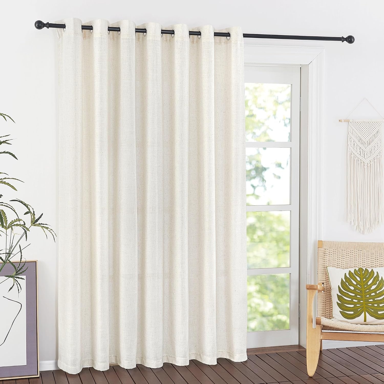 image:imageNICETOWN Linen Textured Semi Sheer Bedroom Curtains Grommet Top Casual Thick Semitransparent Flax Sheer Window Treatment Privacy for Living Room Camel W52 x L72 Sold by 2 PanelsLinen Flax Sheer