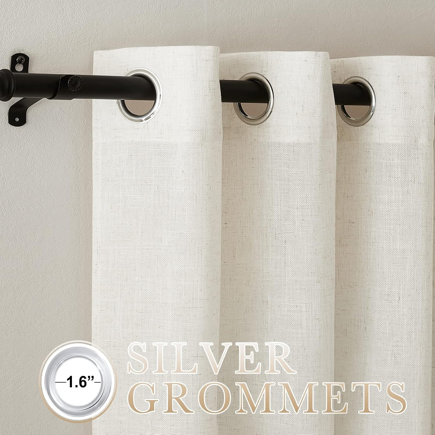 image:imageNICETOWN Linen Textured Semi Sheer Bedroom Curtains Grommet Top Casual Thick Semitransparent Flax Sheer Window Treatment Privacy for Living Room Camel W52 x L72 Sold by 2 PanelsLinen