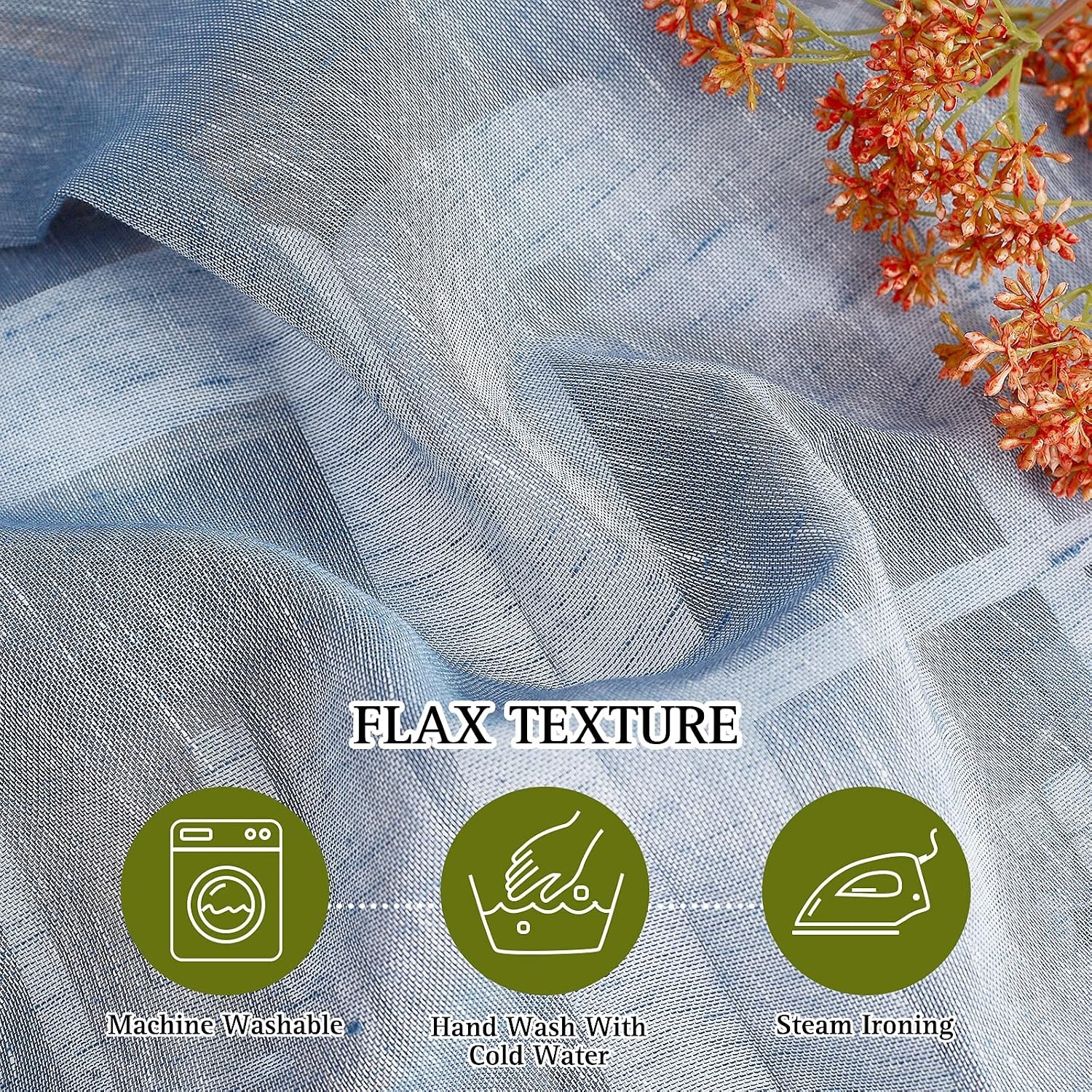 image:imageNICETOWN Linen Textured Semi Sheer Bedroom Curtains Grommet Top Casual Thick Semitransparent Flax Sheer Window Treatment Privacy for Living Room Camel W52 x L72 Sold by 2 PanelsSea Mist