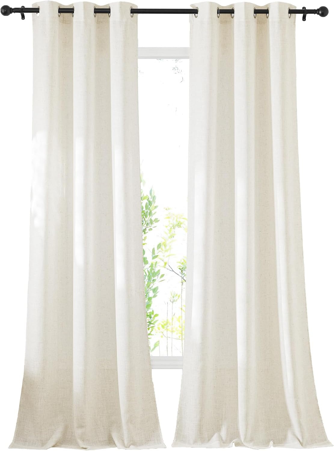 image:imageNICETOWN Linen Textured Semi Sheer Bedroom Curtains Grommet Top Casual Thick Semitransparent Flax Sheer Window Treatment Privacy for Living Room Camel W52 x L72 Sold by 2 PanelsLinen