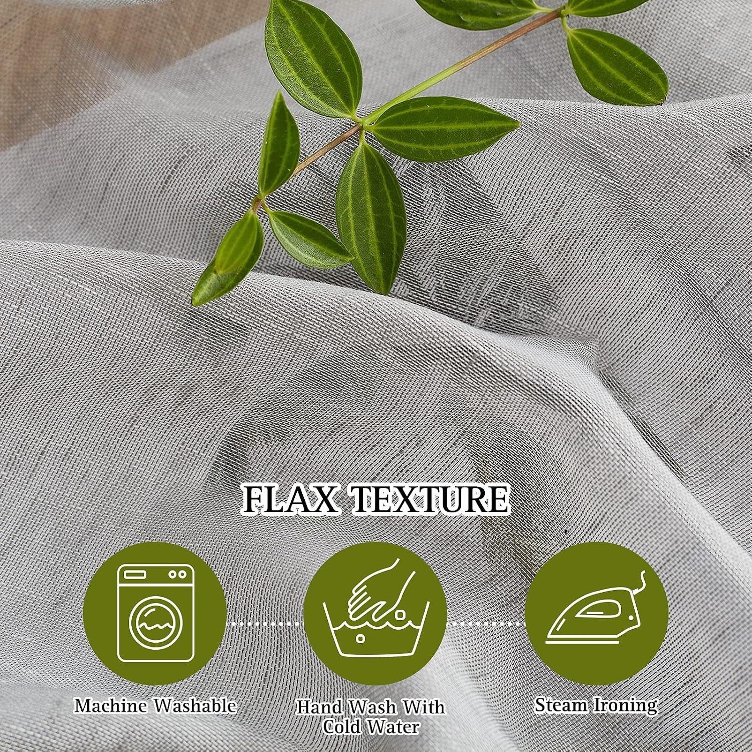 image:imageNICETOWN Linen Textured Semi Sheer Bedroom Curtains Grommet Top Casual Thick Semitransparent Flax Sheer Window Treatment Privacy for Living Room Camel W52 x L72 Sold by 2 PanelsGrey