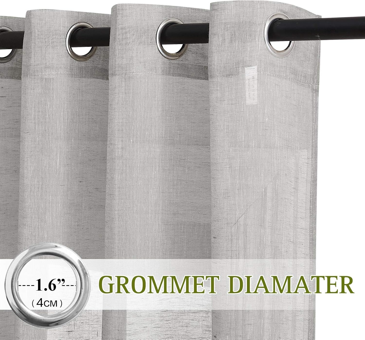 image:imageNICETOWN Linen Textured Semi Sheer Bedroom Curtains Grommet Top Casual Thick Semitransparent Flax Sheer Window Treatment Privacy for Living Room Camel W52 x L72 Sold by 2 PanelsGrey