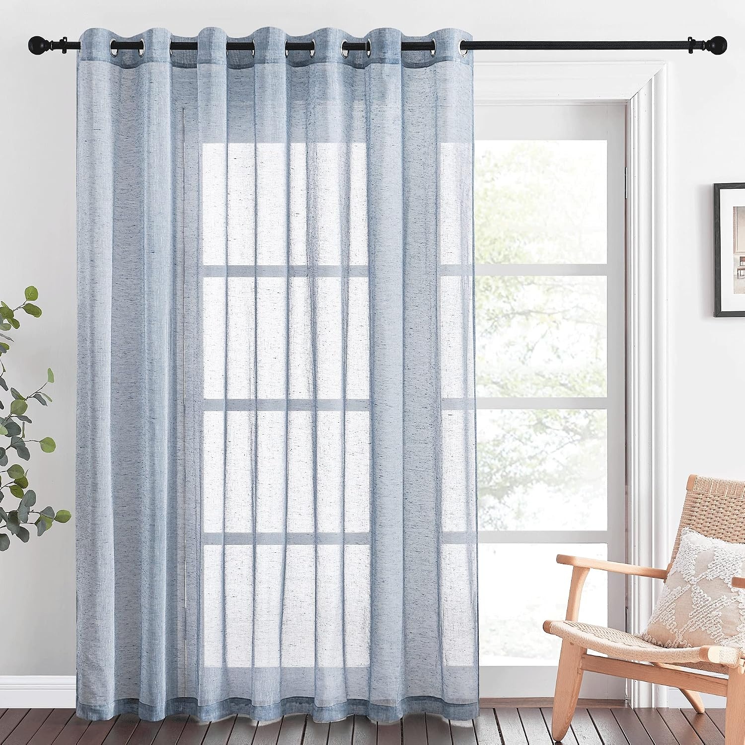 image:imageNICETOWN Linen Textured Semi Sheer Bedroom Curtains Grommet Top Casual Thick Semitransparent Flax Sheer Window Treatment Privacy for Living Room Camel W52 x L72 Sold by 2 PanelsSea Mist