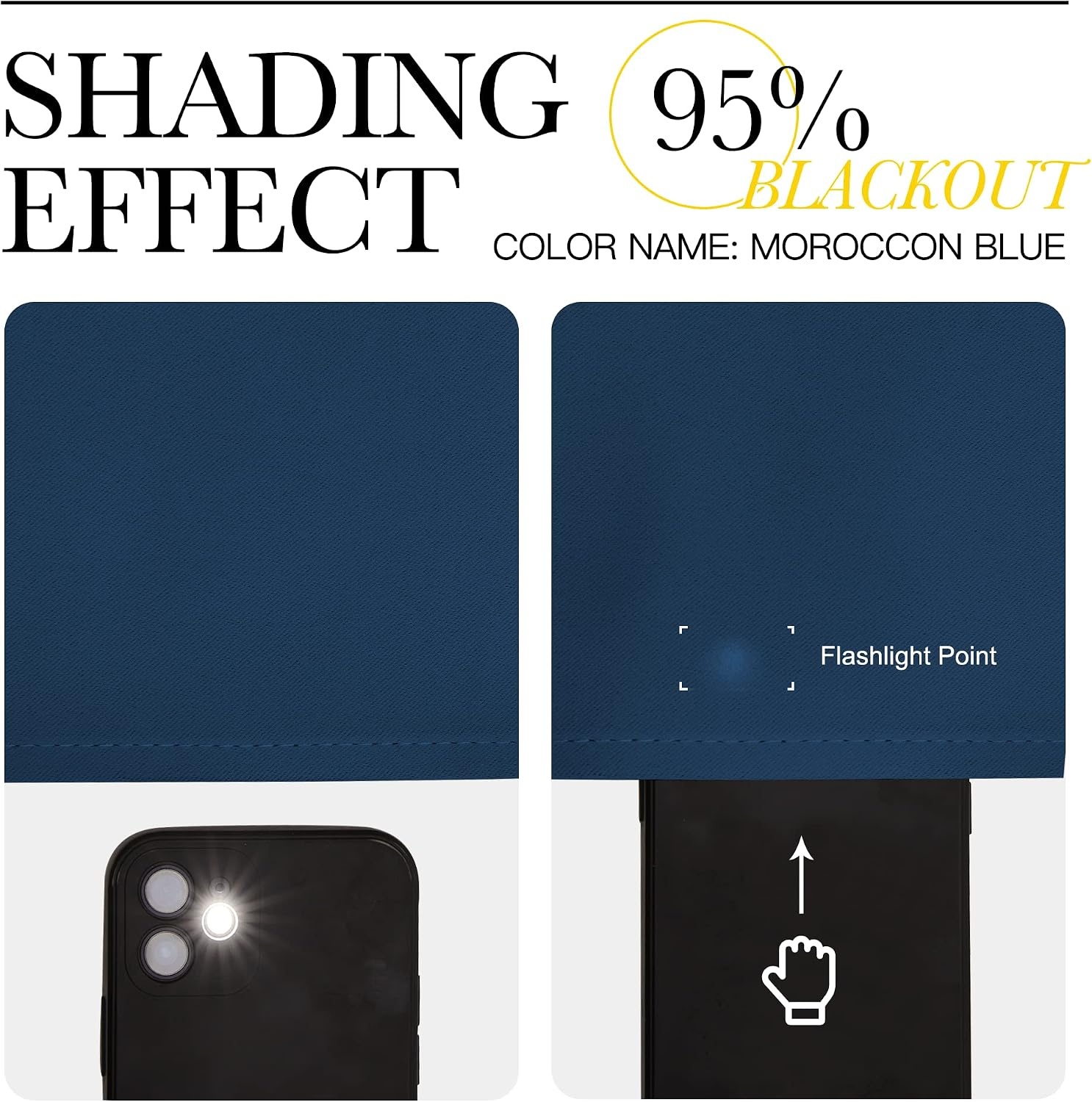 image:imageNICETOWN Moroccan Blue Blackout Curtains for Bedroom 42 w x 63 L 2 Panels