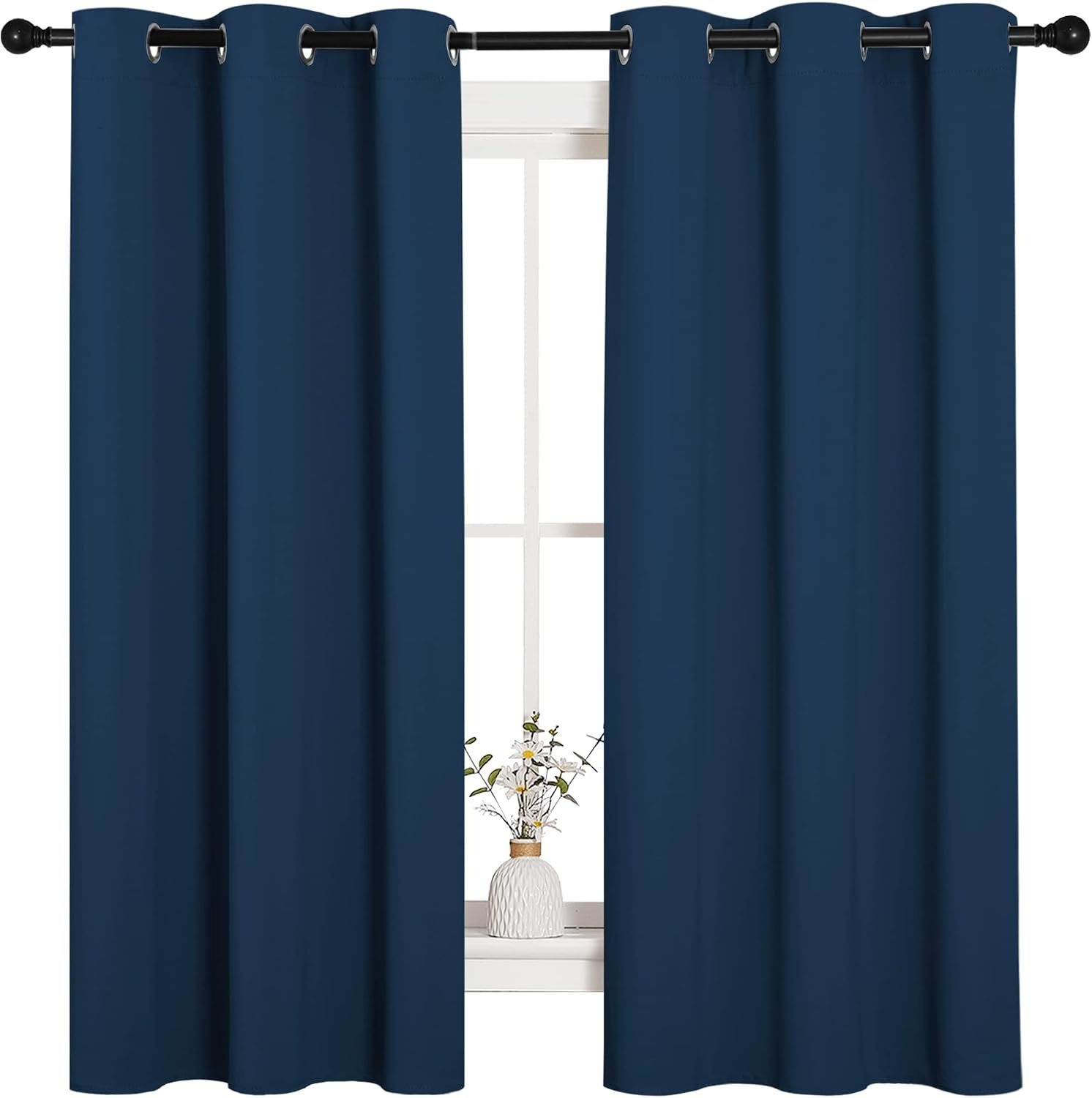 image:imageNICETOWN Moroccan Blue Blackout Curtains for Bedroom 42 w x 63 L 2 Panels