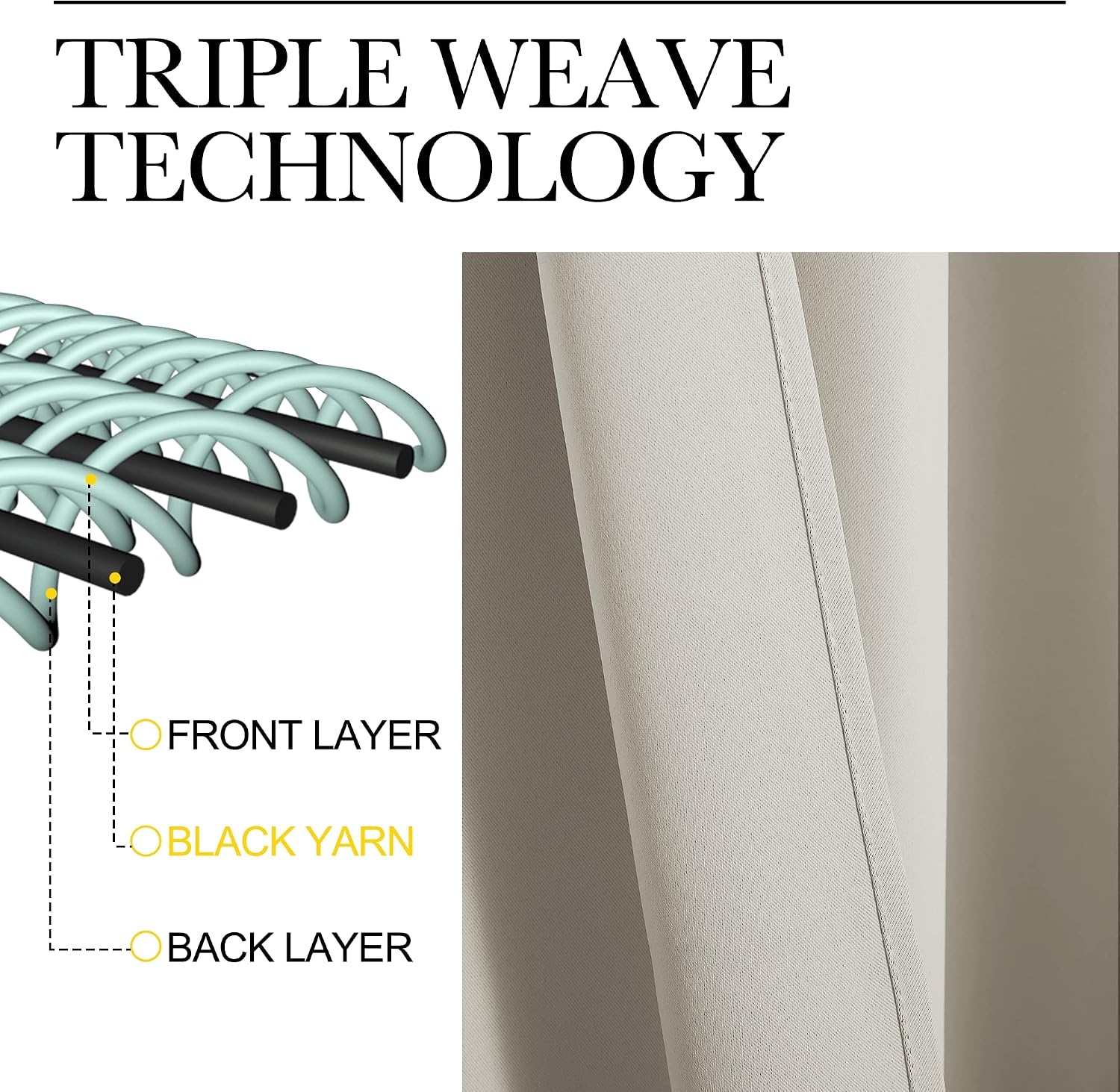 image:imageNICETOWN Natural Room Darkening Curtains for Bedroom 55 w x 86 L 2 Panels