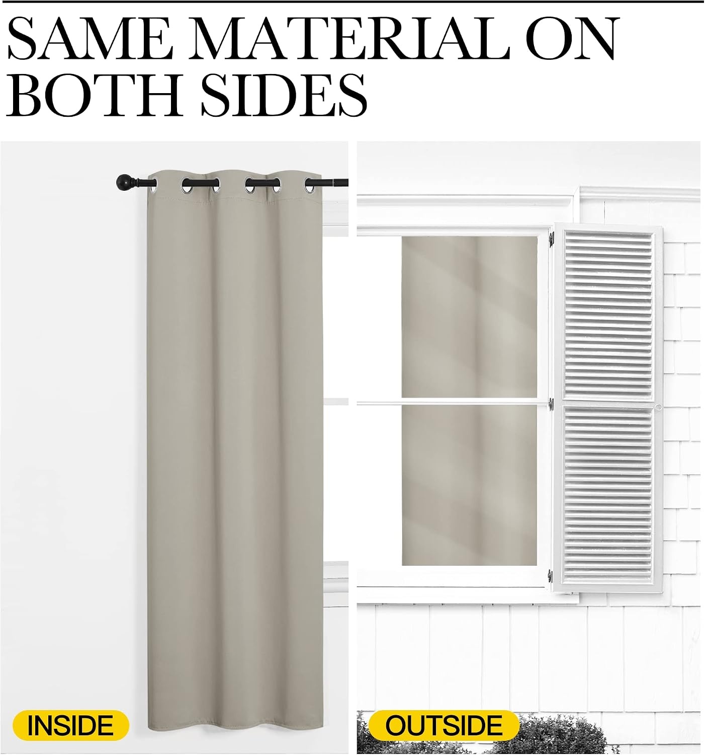 image:imageNICETOWN Natural Room Darkening Curtains for Kitchen 42 w x 78 L 2 Panels