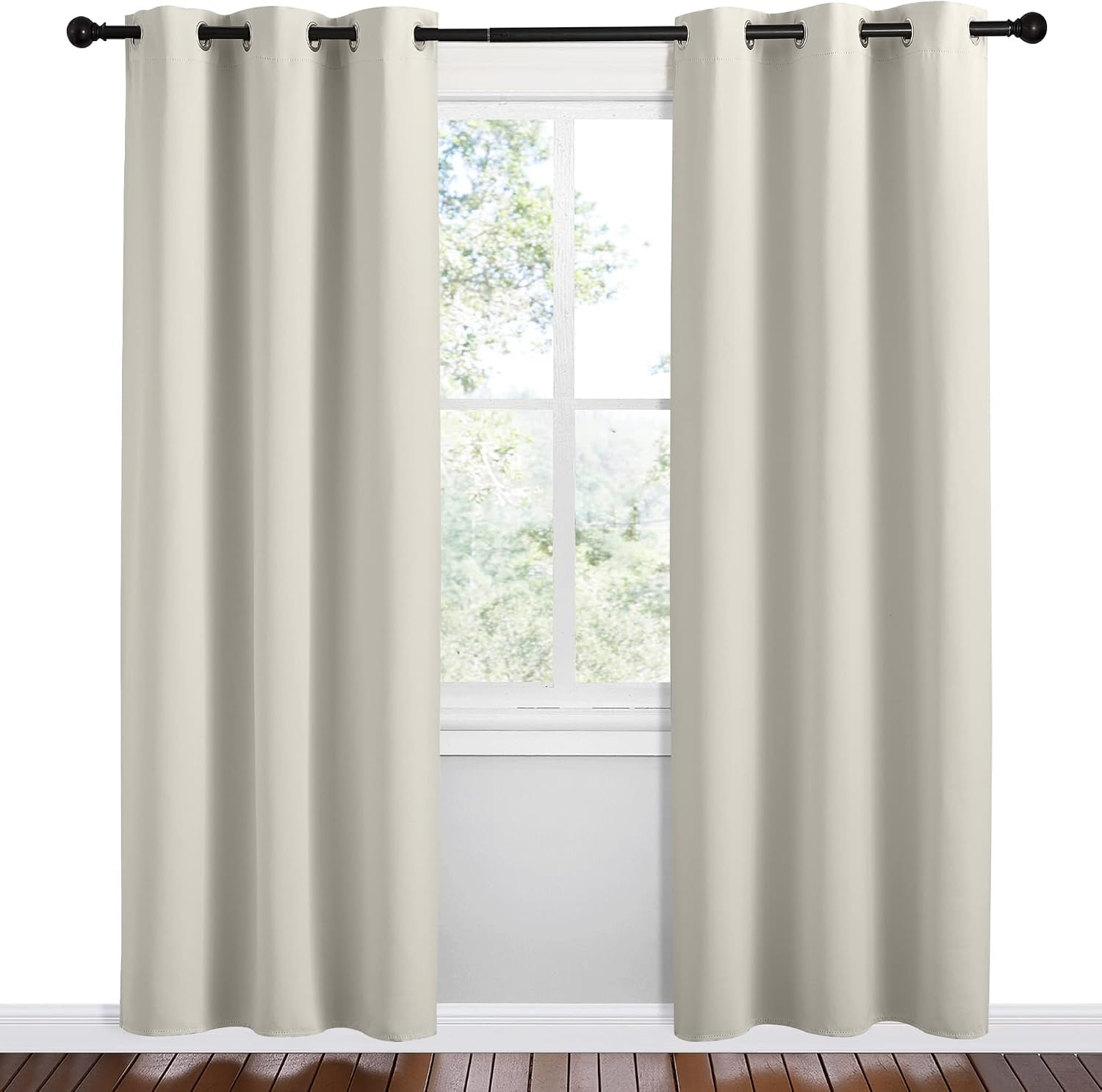 image:imageNICETOWN Natural Room Darkening Curtains for Kitchen 42 w x 78 L 2 Panels