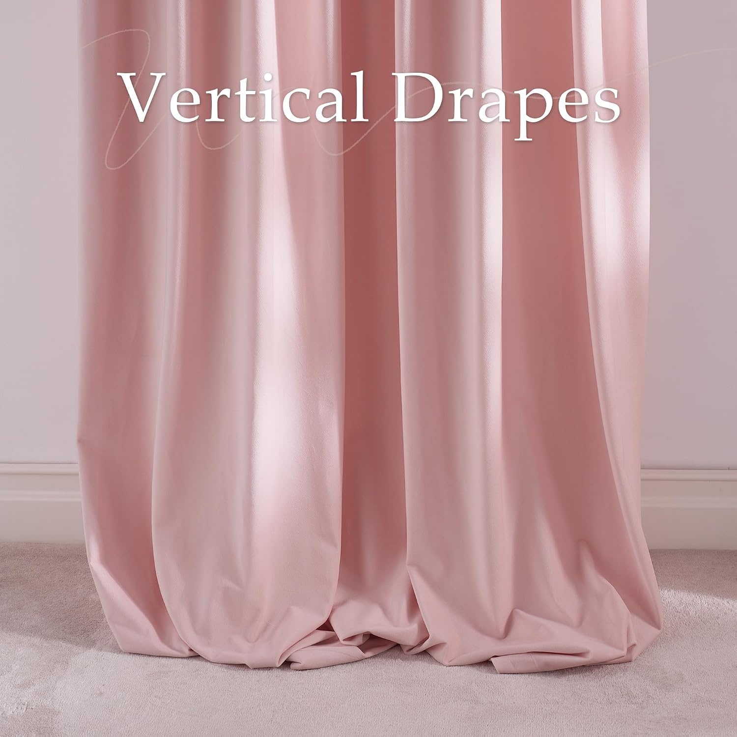 image:imageNICETOWN Olive Green Velvet Blackout Curtains 84 Long 52 Wide 2 PanelsBlush Pink
