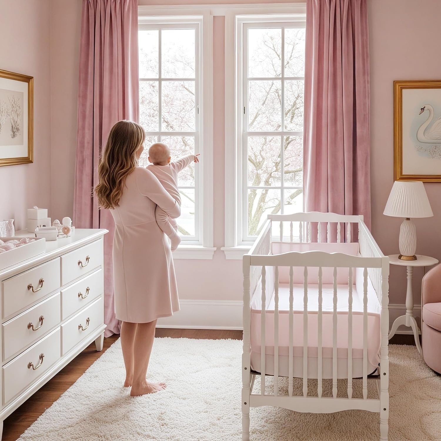 image:imageNICETOWN Olive Green Velvet Blackout Curtains 84 Long 52 Wide 2 PanelsBlush Pink