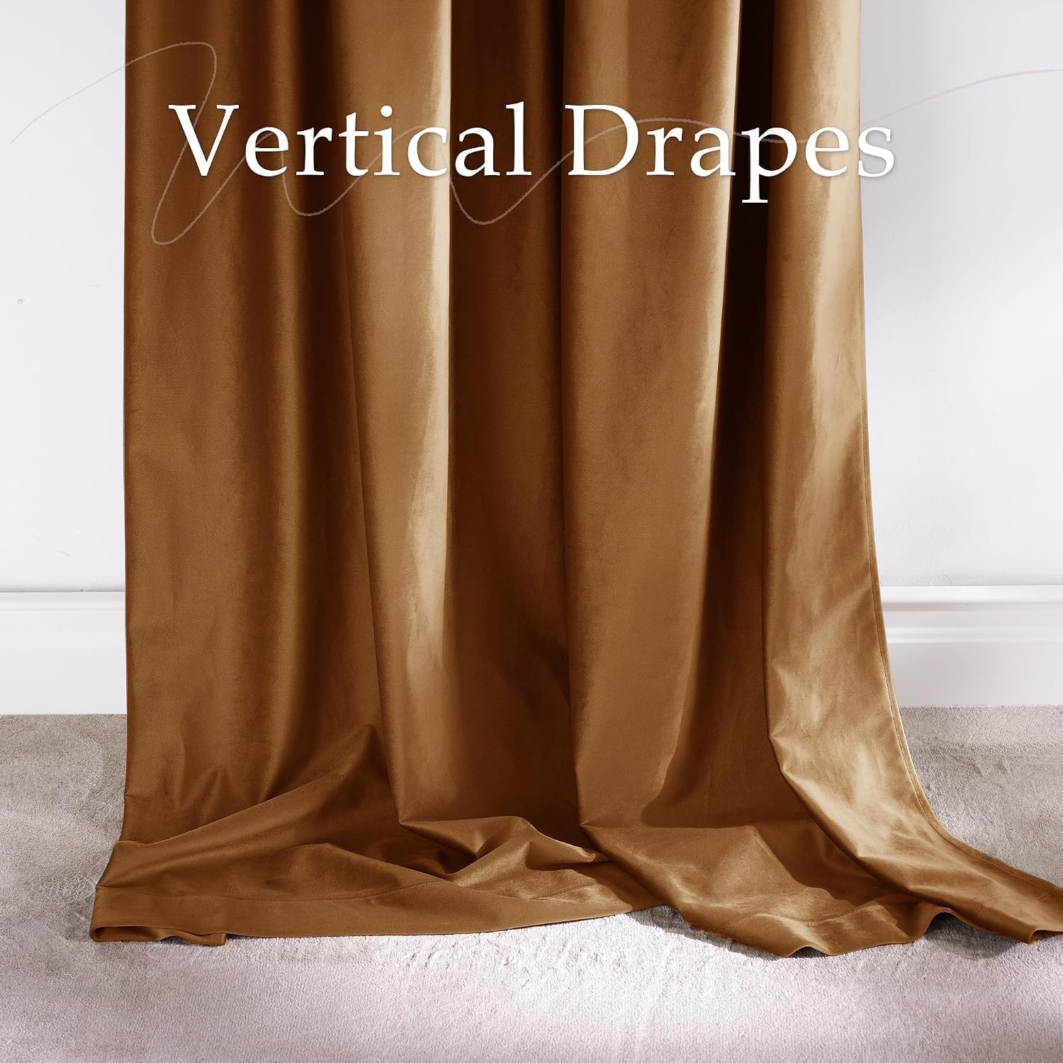image:imageNICETOWN Olive Green Velvet Blackout Curtains 84 Long 52 Wide 2 PanelsBronze