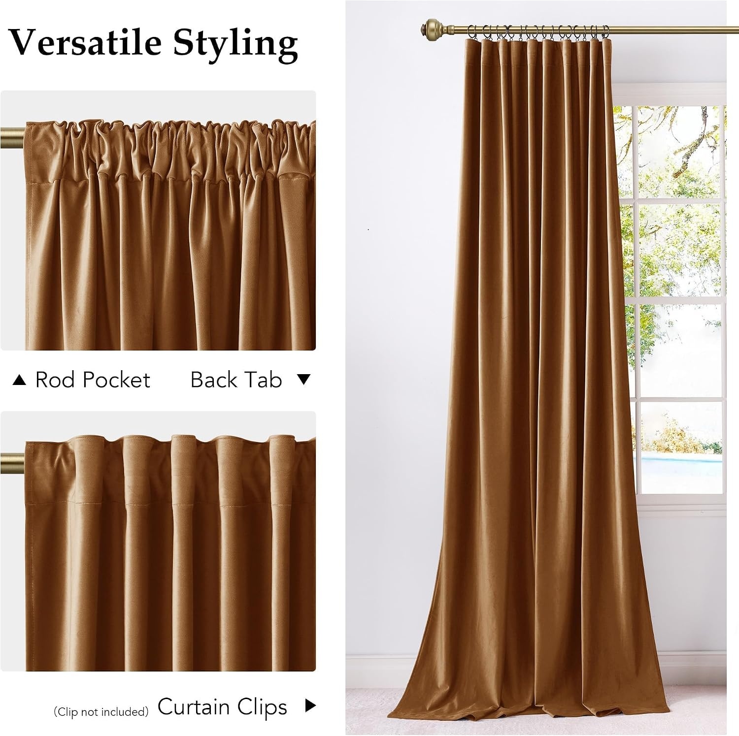 image:imageNICETOWN Olive Green Velvet Blackout Curtains 84 Long 52 Wide 2 PanelsBronze