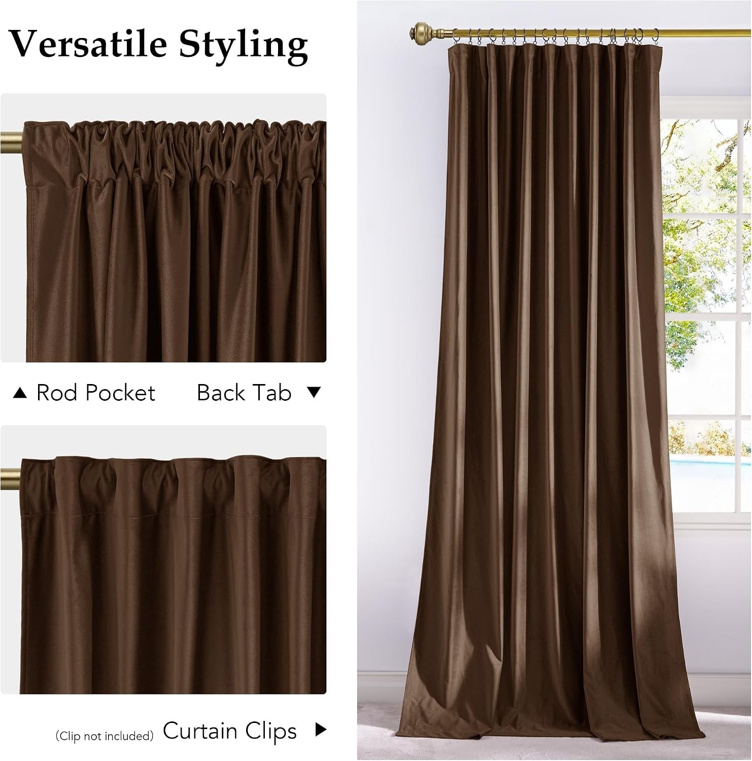 image:imageNICETOWN Olive Green Velvet Blackout Curtains 84 Long 52 Wide 2 PanelsBrown