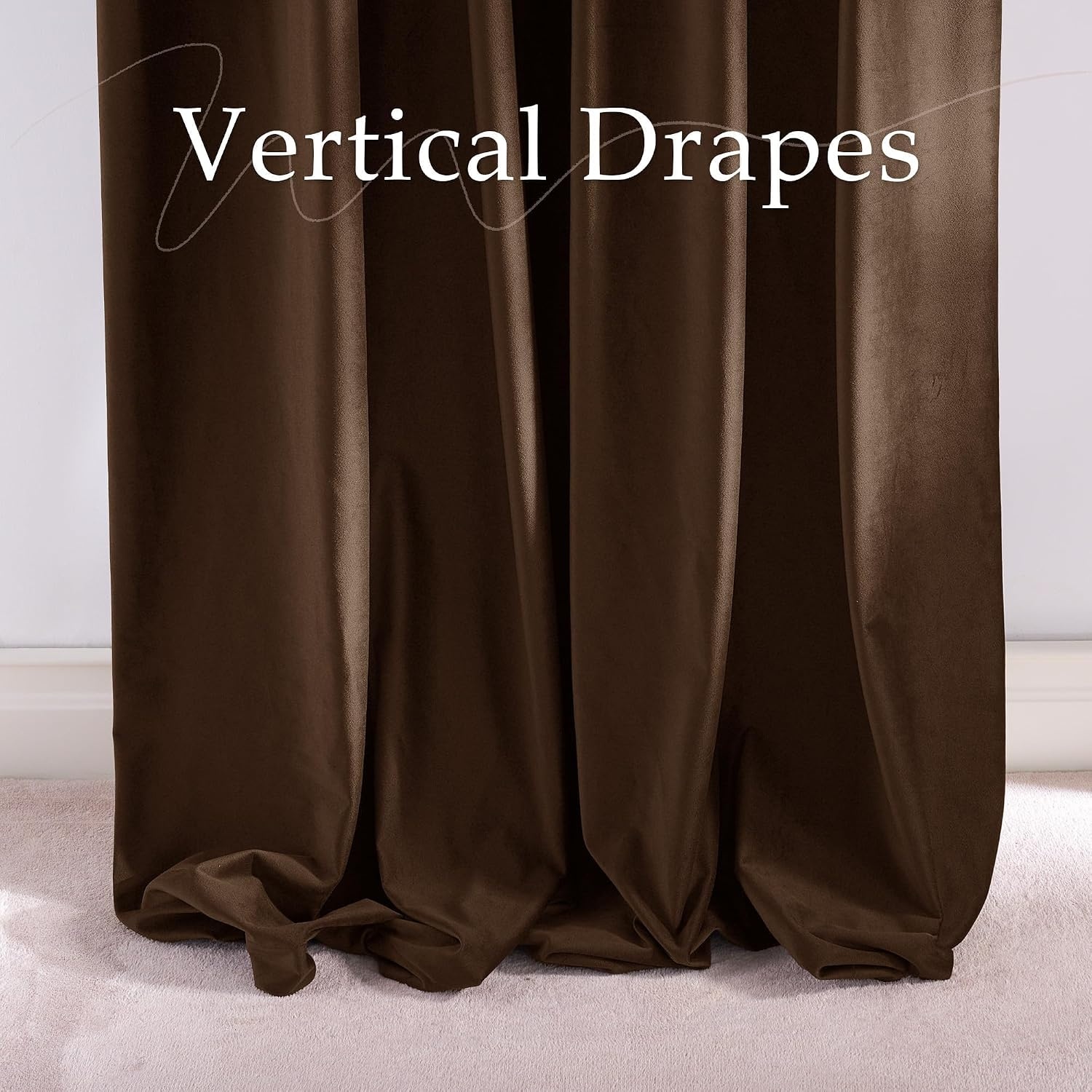image:imageNICETOWN Olive Green Velvet Blackout Curtains 84 Long 52 Wide 2 PanelsBrown