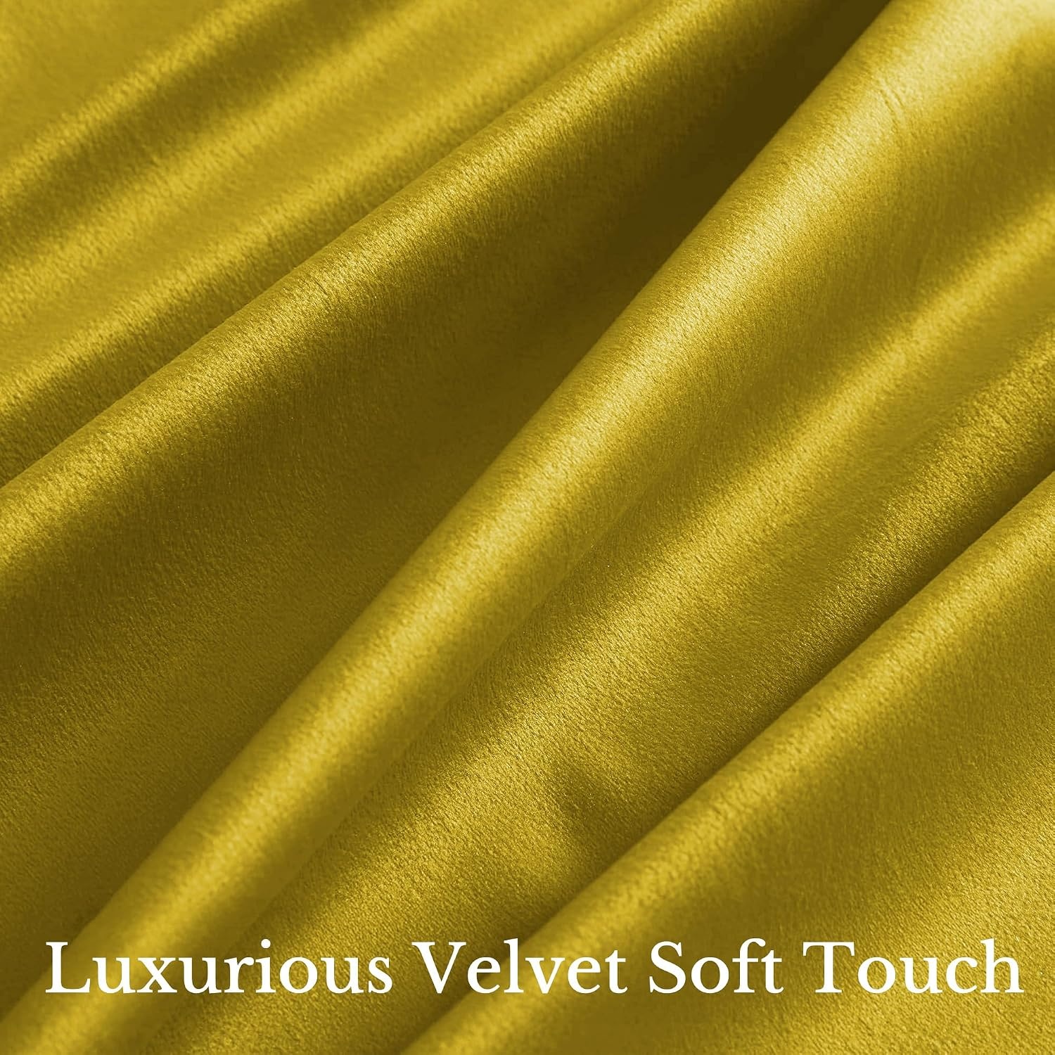 image:imageNICETOWN Olive Green Velvet Blackout Curtains 84 Long 52 Wide 2 PanelsChartreuse Yellow
