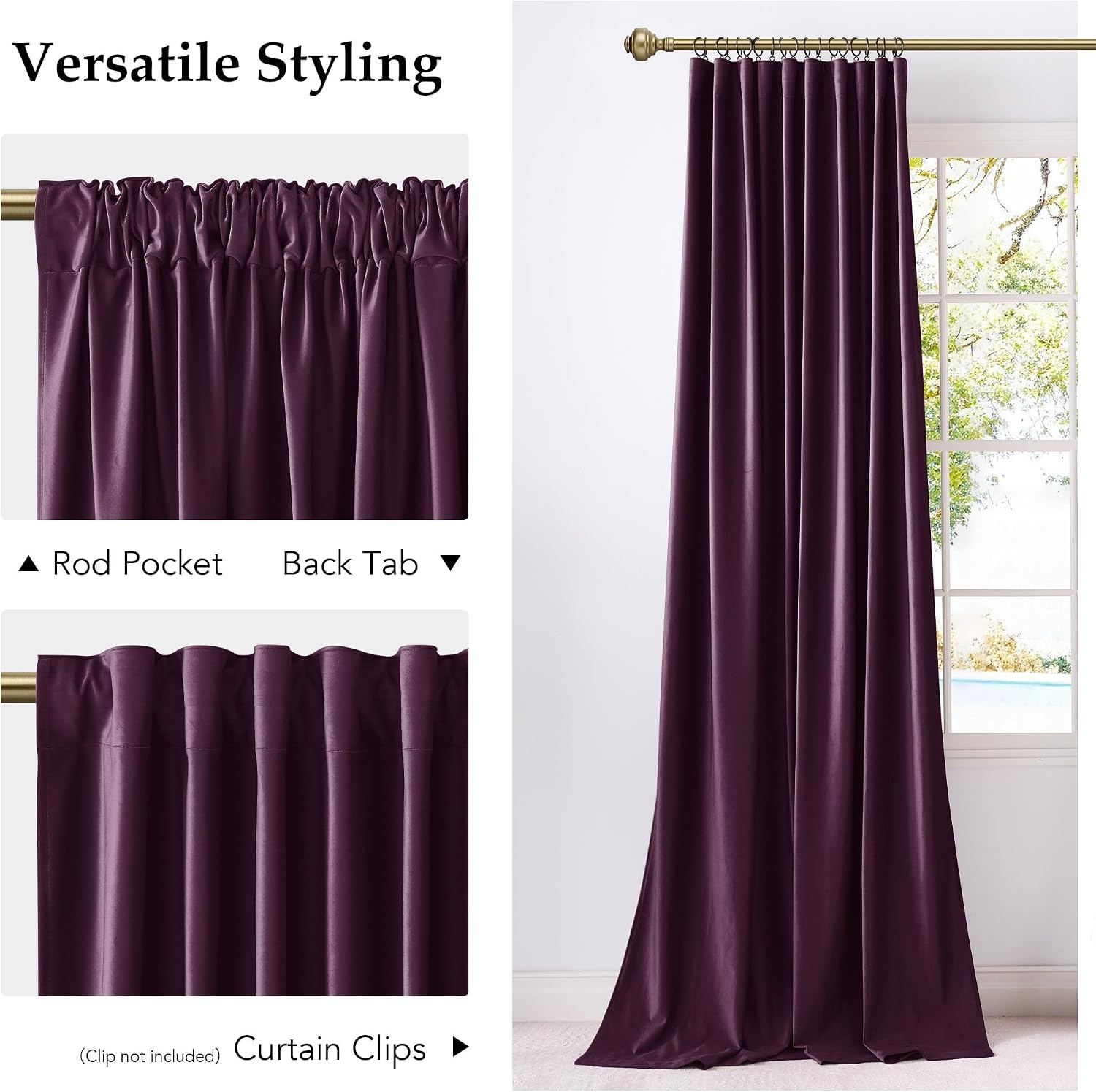 image:imageNICETOWN Olive Green Velvet Blackout Curtains 84 Long 52 Wide 2 PanelsDark Purple