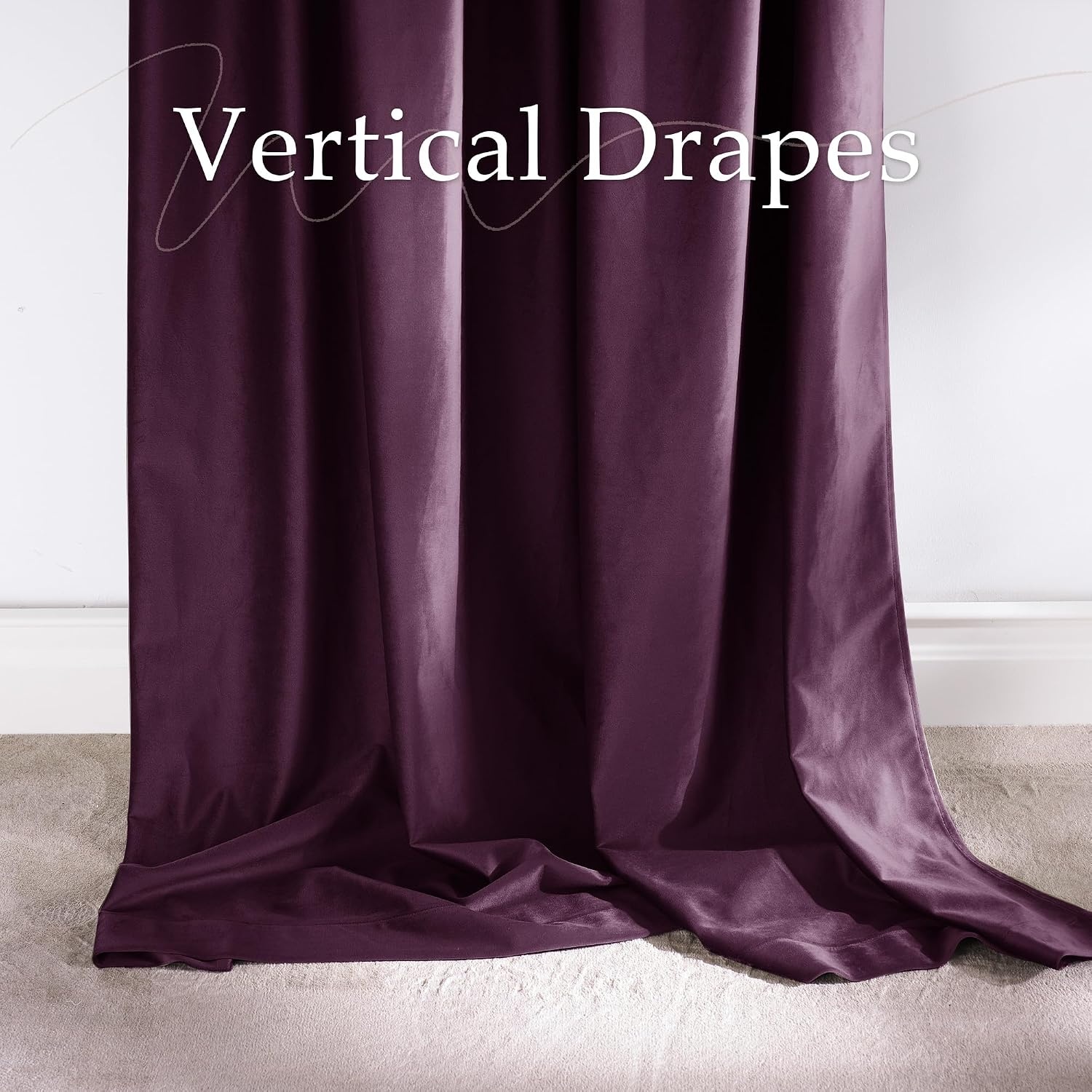 image:imageNICETOWN Olive Green Velvet Blackout Curtains 84 Long 52 Wide 2 PanelsDark Purple