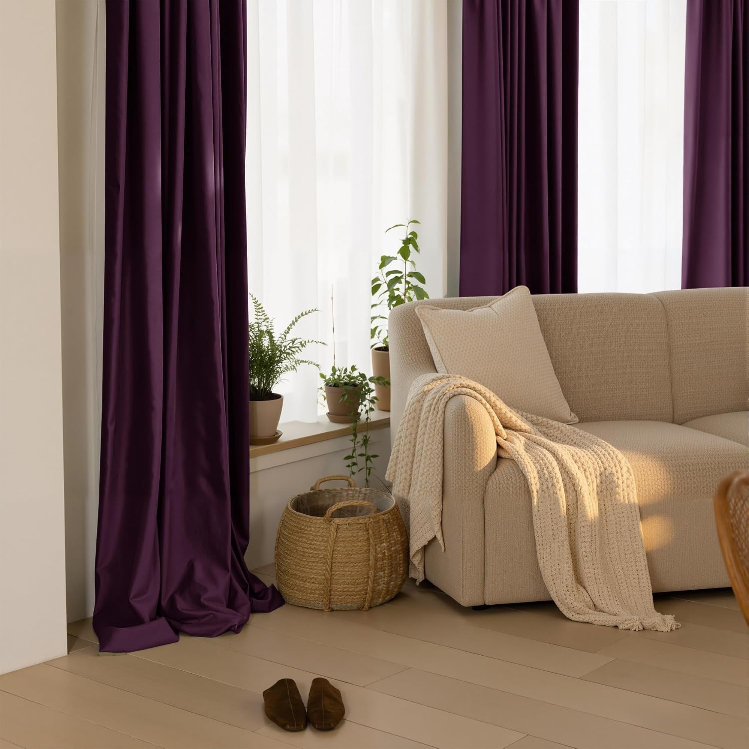 image:imageNICETOWN Olive Green Velvet Blackout Curtains 84 Long 52 Wide 2 PanelsDark Purple