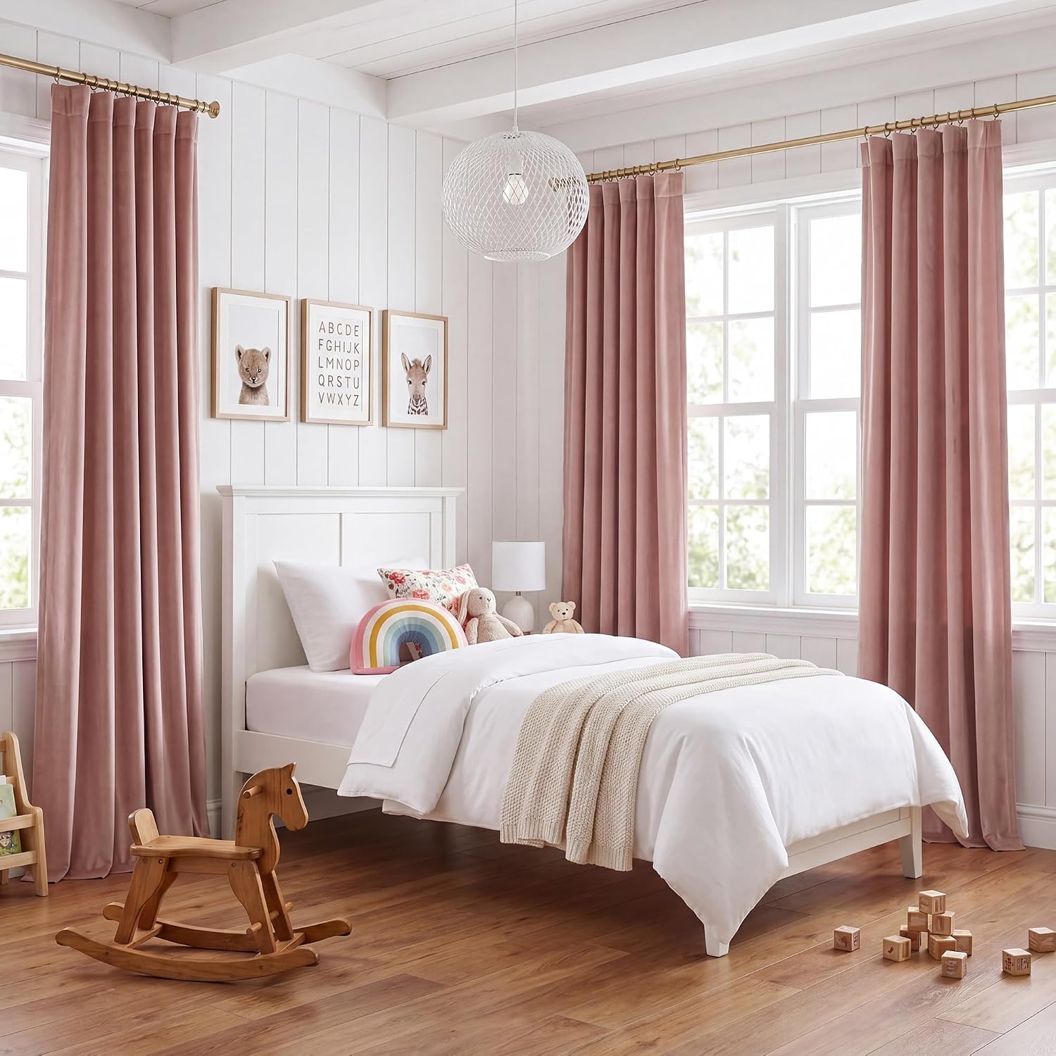 image:imageNICETOWN Olive Green Velvet Blackout Curtains 84 Long 52 Wide 2 PanelsDusty Pink