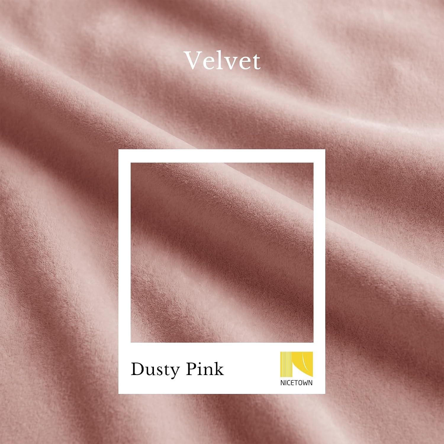 image:imageNICETOWN Olive Green Velvet Blackout Curtains 84 Long 52 Wide 2 PanelsDusty Pink