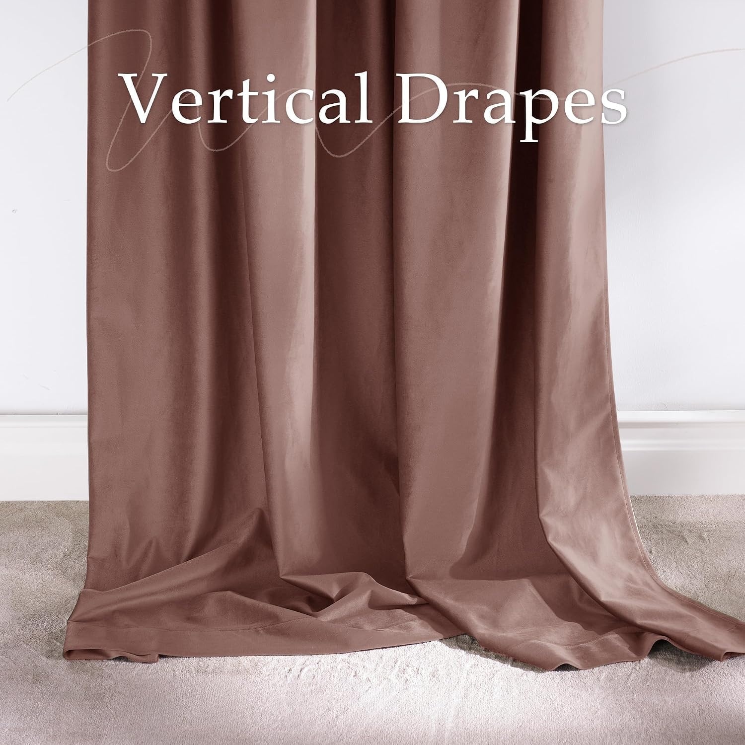 image:imageNICETOWN Olive Green Velvet Blackout Curtains 84 Long 52 Wide 2 PanelsDusty Rose Pink