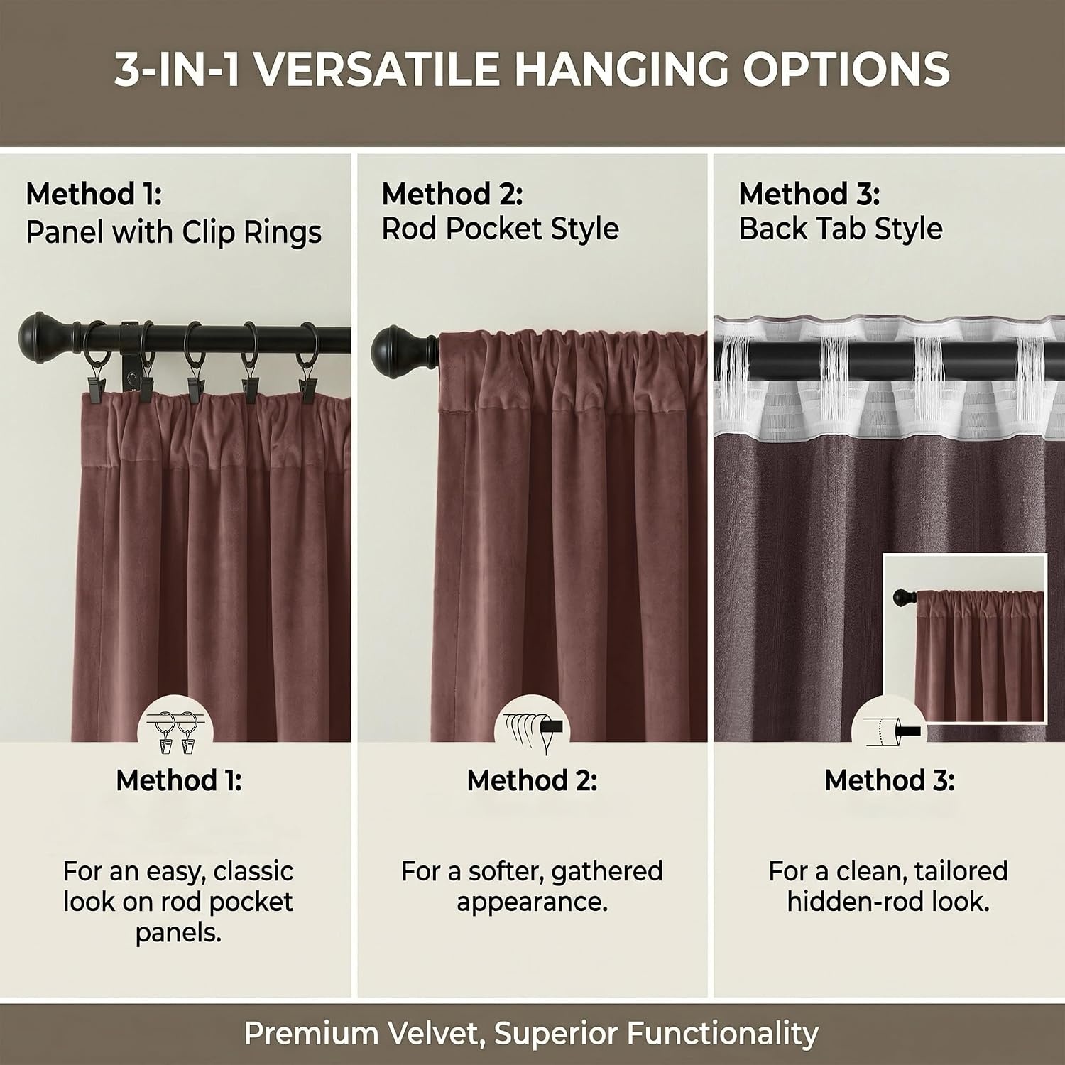 image:imageNICETOWN Olive Green Velvet Blackout Curtains 84 Long 52 Wide 2 PanelsDusty Rose Pink