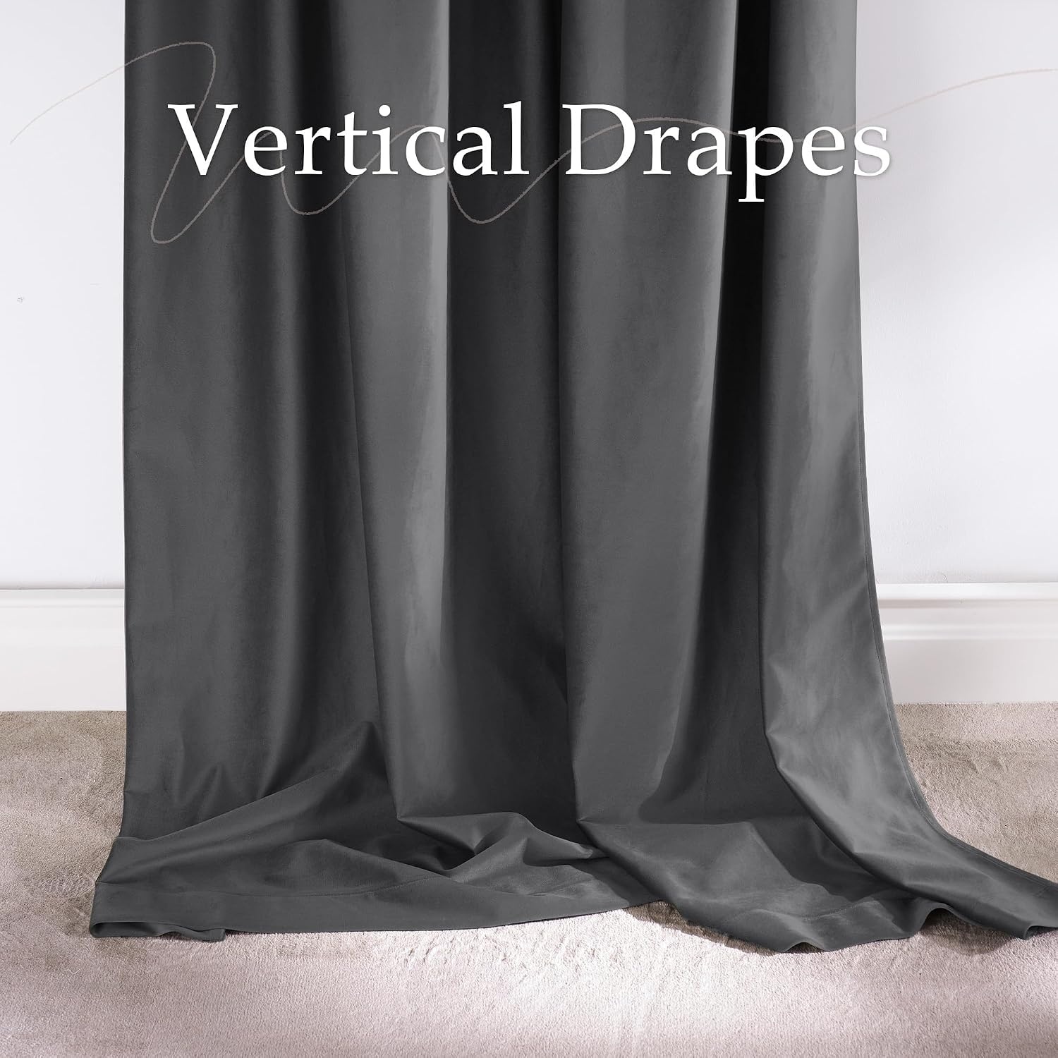 image:imageNICETOWN Olive Green Velvet Blackout Curtains 84 Long 52 Wide 2 PanelsGrey