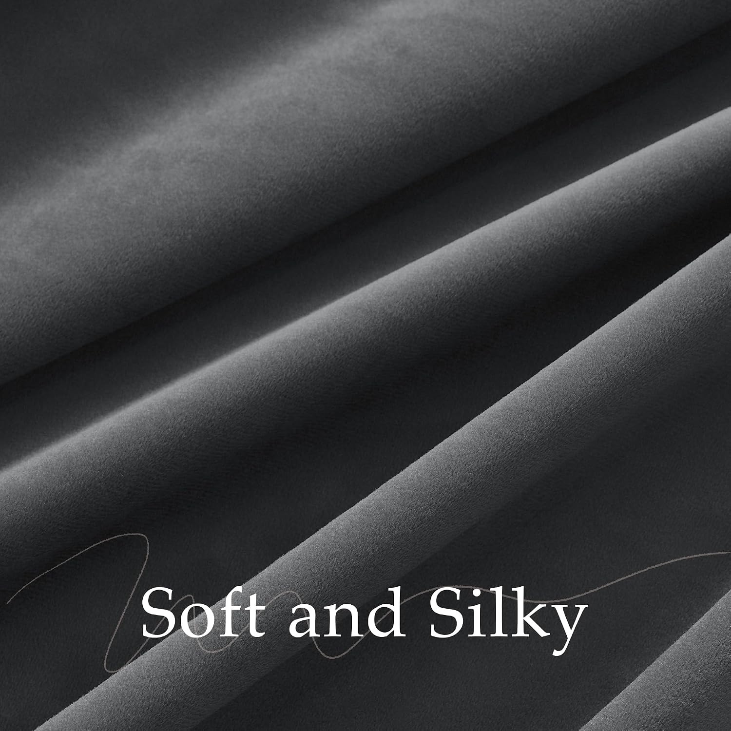image:imageNICETOWN Olive Green Velvet Blackout Curtains 84 Long 52 Wide 2 PanelsGrey