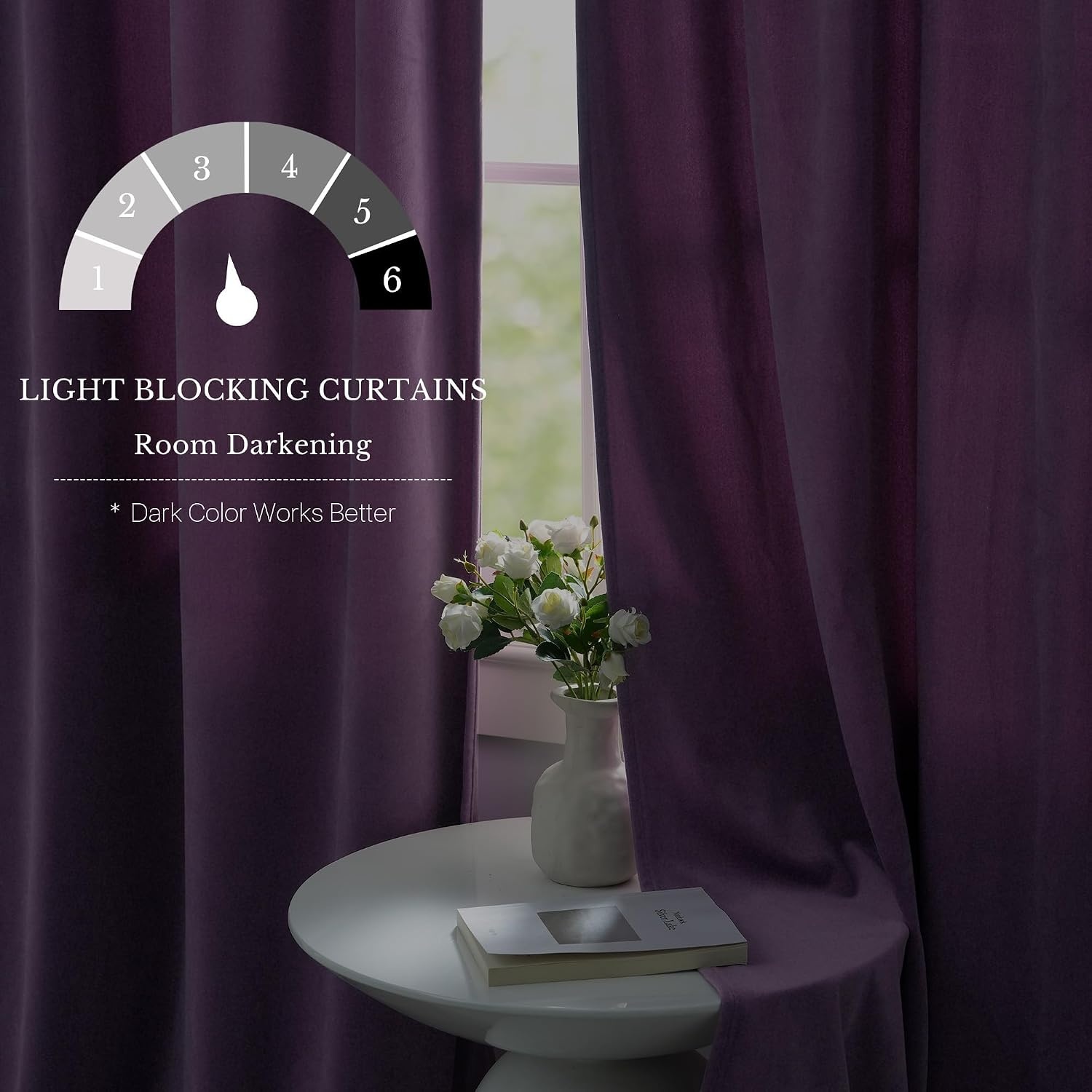 image:imageNICETOWN Olive Green Velvet Blackout Curtains 84 Long 52 Wide 2 PanelsLavender Purple