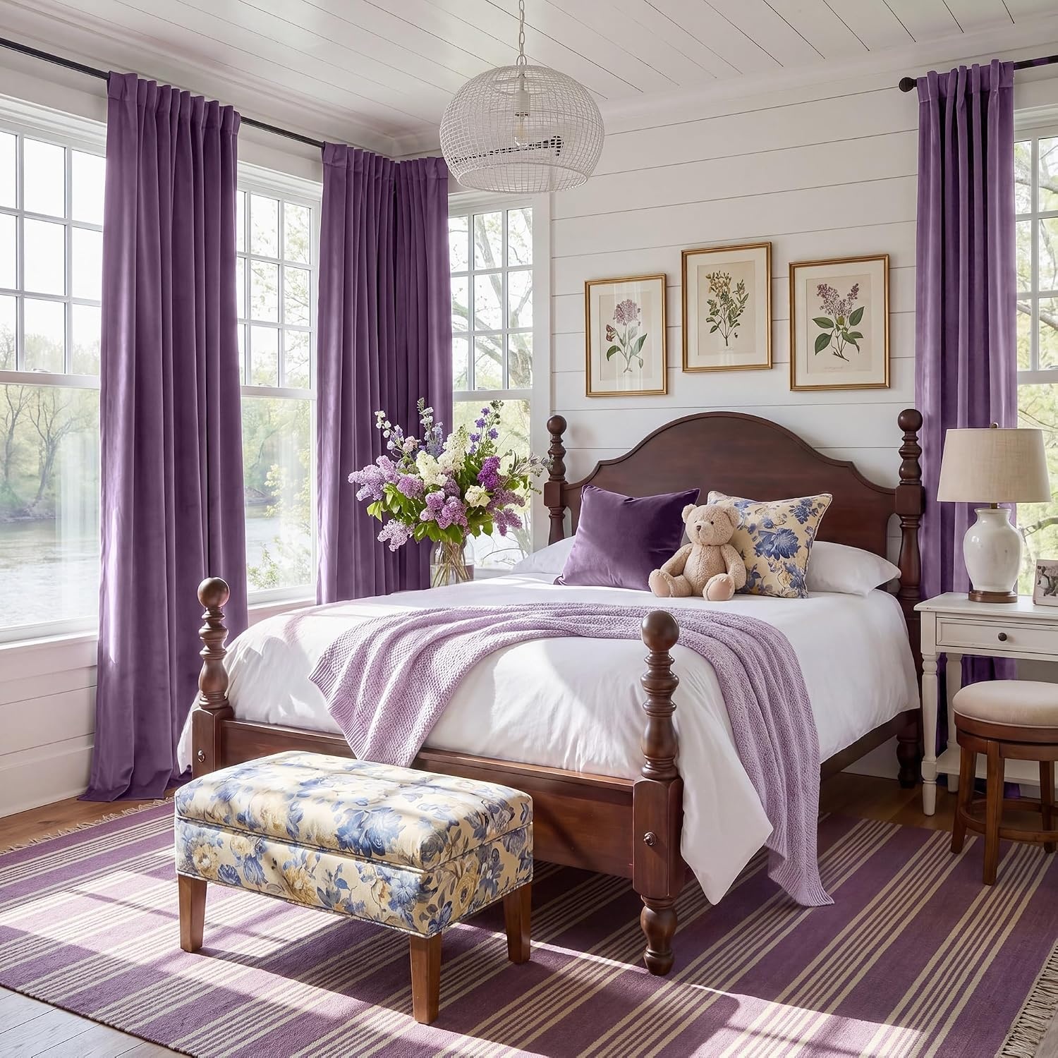 image:imageNICETOWN Olive Green Velvet Blackout Curtains 84 Long 52 Wide 2 PanelsLavender Purple