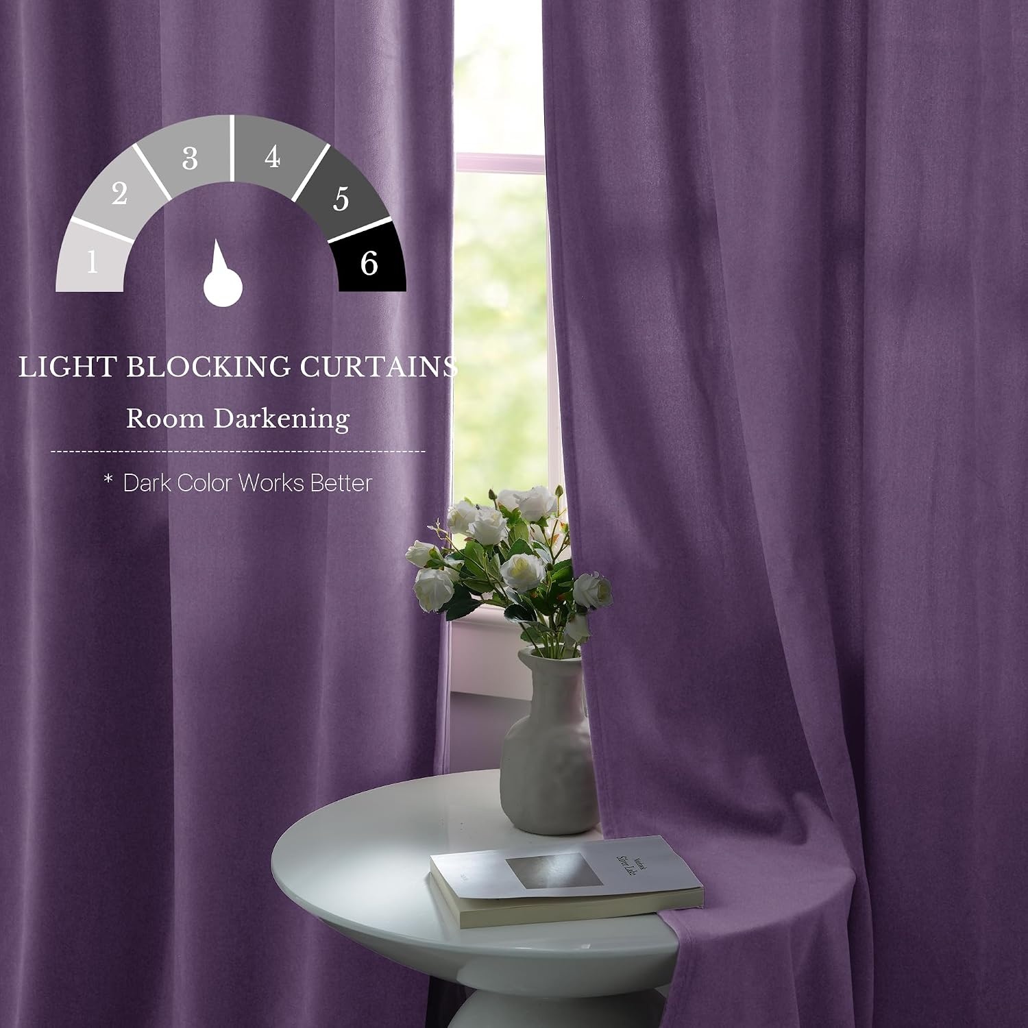image:imageNICETOWN Olive Green Velvet Blackout Curtains 84 Long 52 Wide 2 PanelsLilac Purple