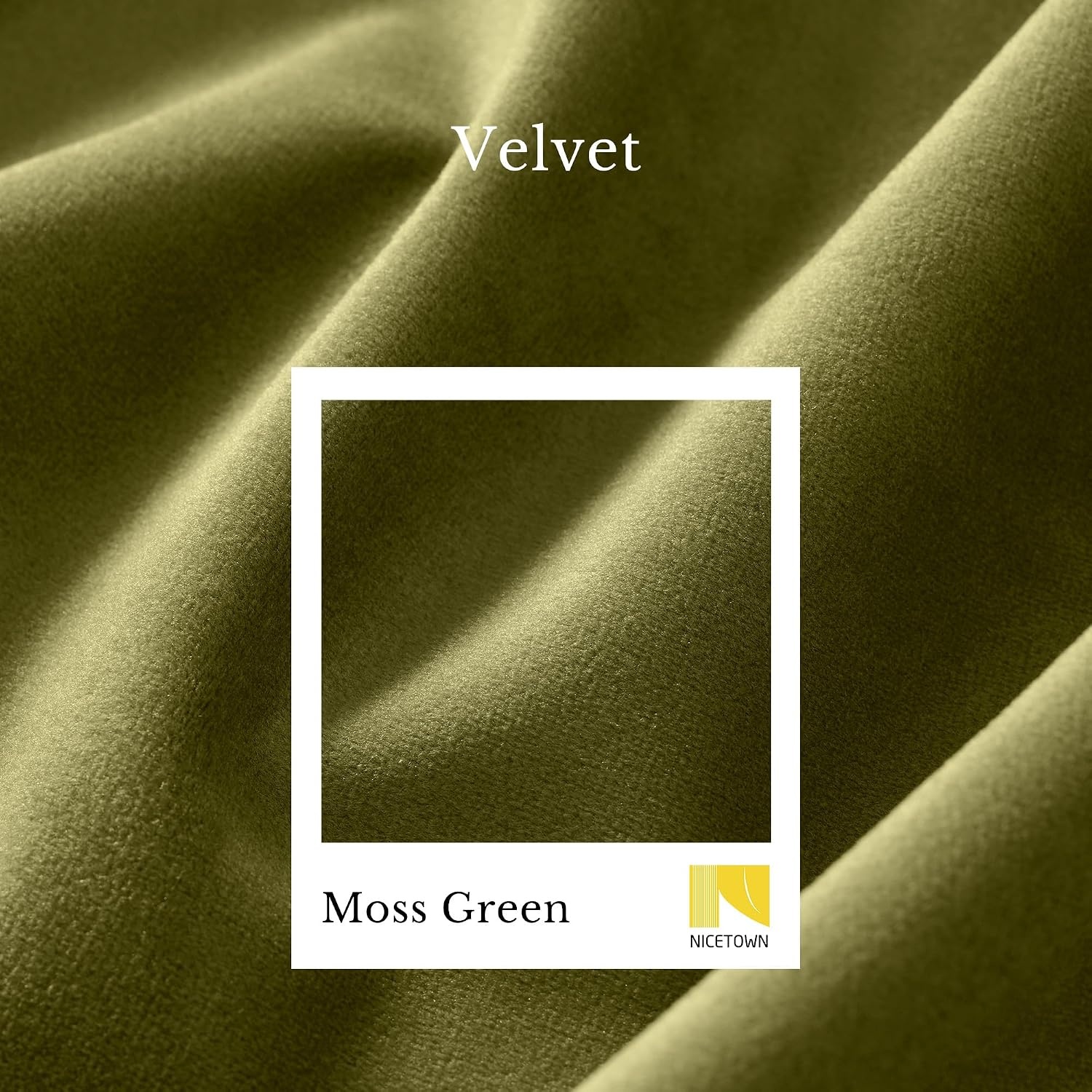 image:imageNICETOWN Olive Green Velvet Blackout Curtains 84 Long 52 Wide 2 PanelsMoss Green