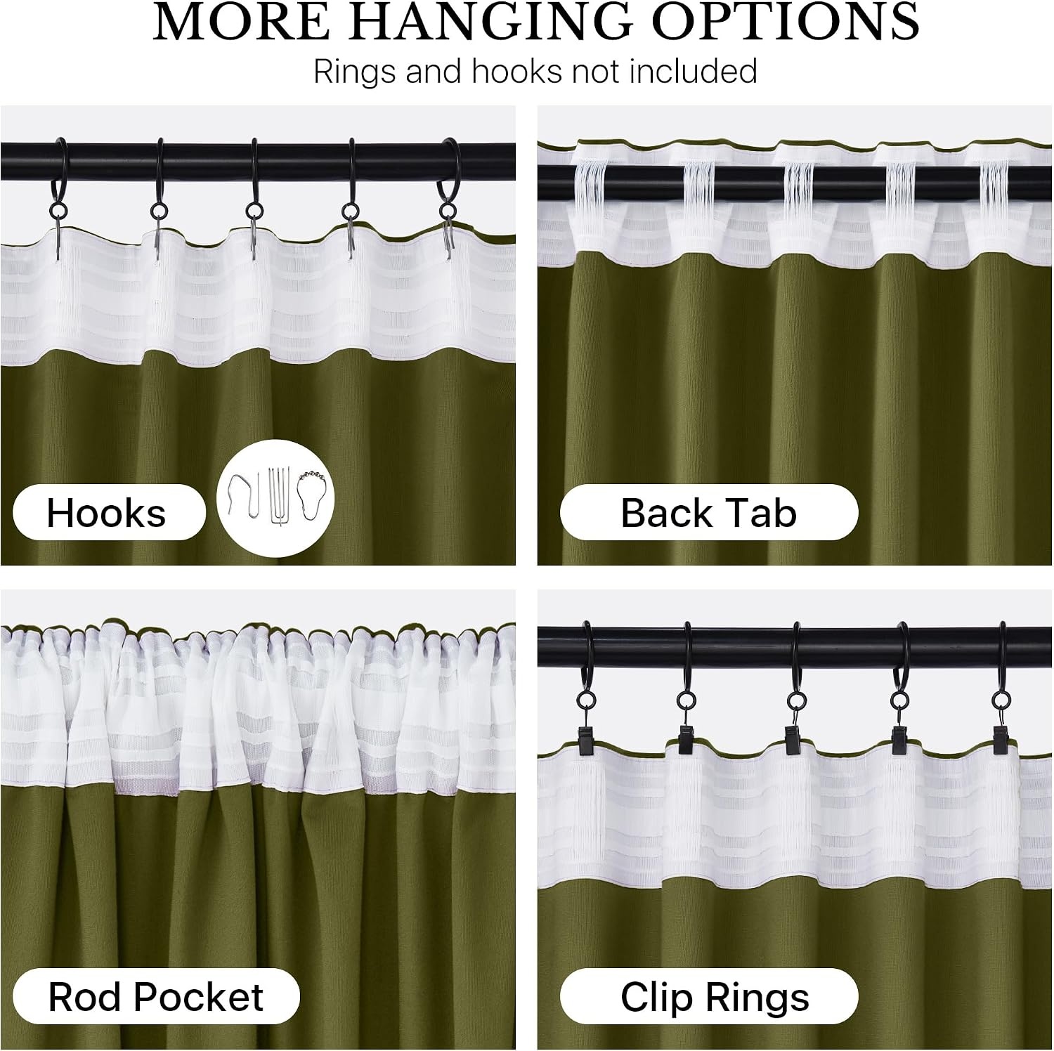 image:imageNICETOWN Olive Green Velvet Blackout Curtains 84 Long 52 Wide 2 PanelsMoss Green