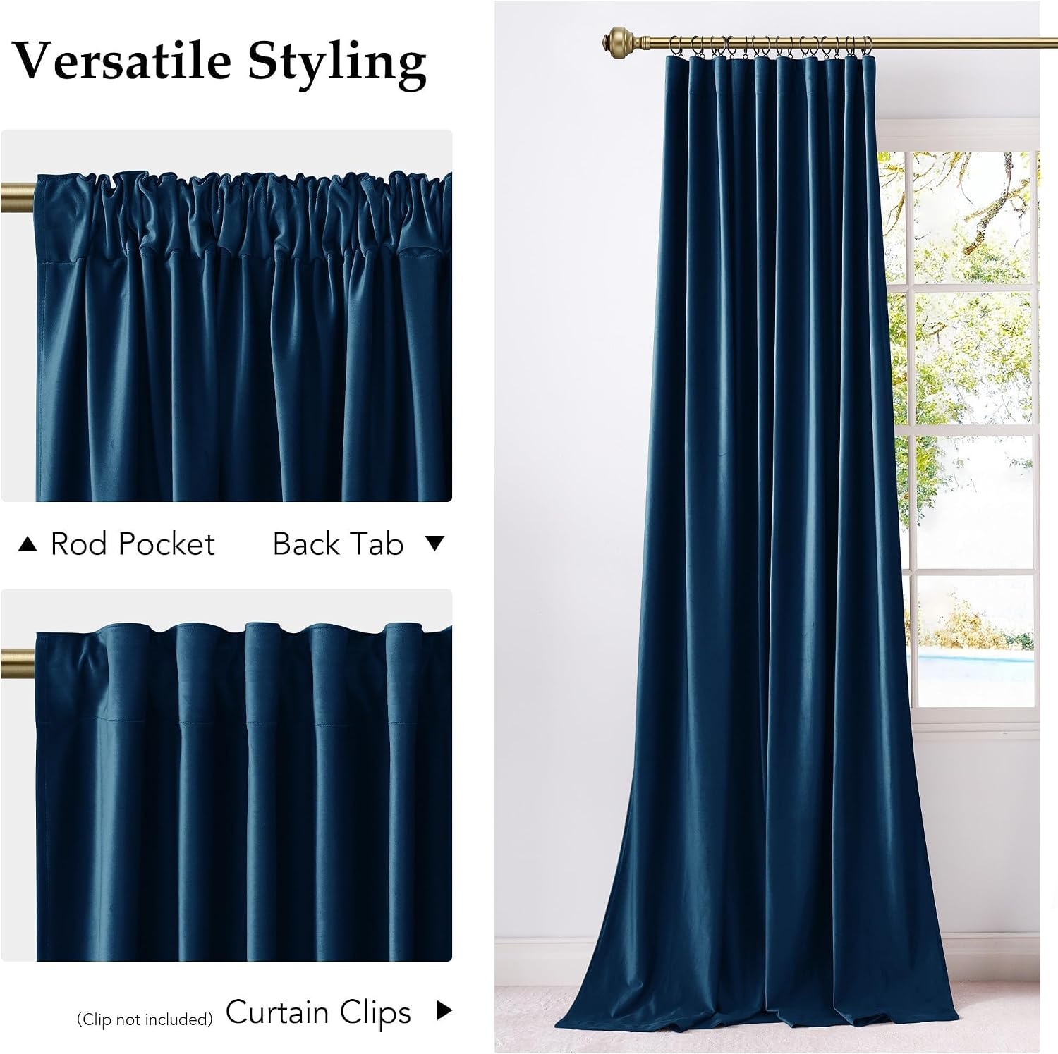image:imageNICETOWN Olive Green Velvet Blackout Curtains 84 Long 52 Wide 2 PanelsNavy Blue