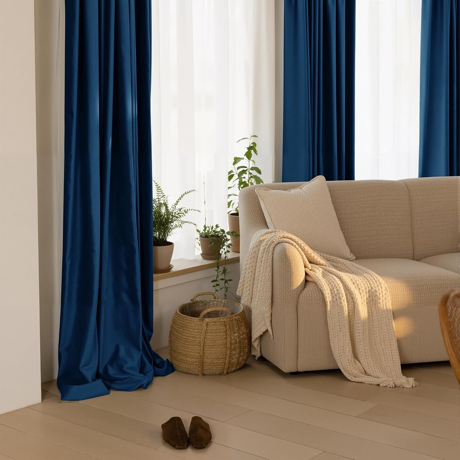 image:imageNICETOWN Olive Green Velvet Blackout Curtains 84 Long 52 Wide 2 PanelsNavy Blue