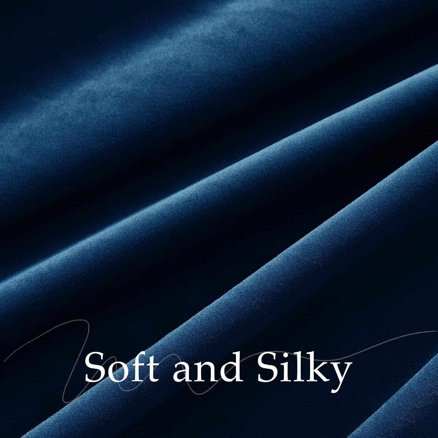 image:imageNICETOWN Olive Green Velvet Blackout Curtains 84 Long 52 Wide 2 PanelsNavy Blue