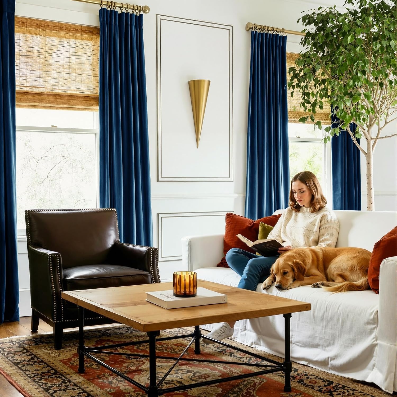 image:imageNICETOWN Olive Green Velvet Blackout Curtains 84 Long 52 Wide 2 PanelsNavy Blue