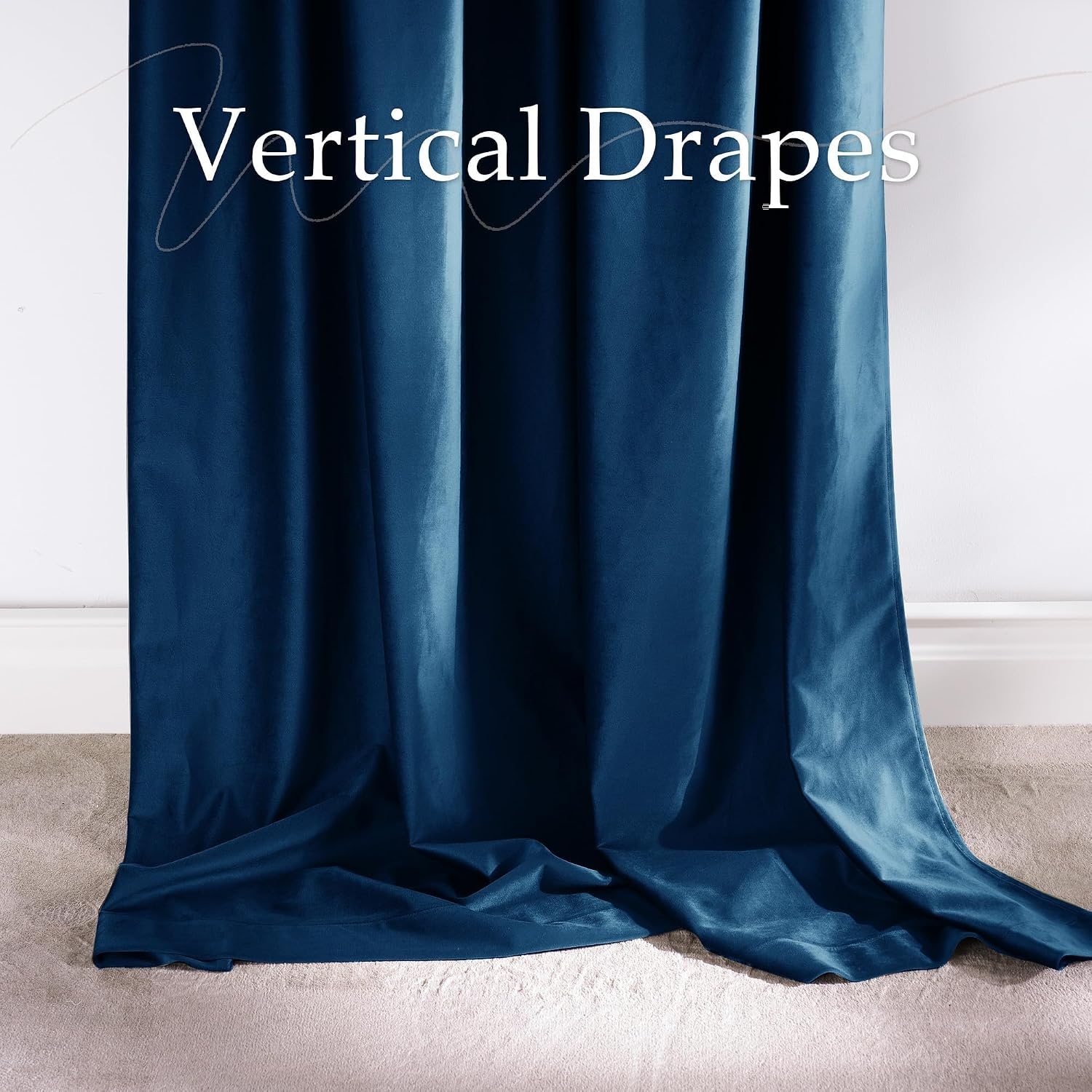 image:imageNICETOWN Olive Green Velvet Blackout Curtains 84 Long 52 Wide 2 PanelsNavy Blue