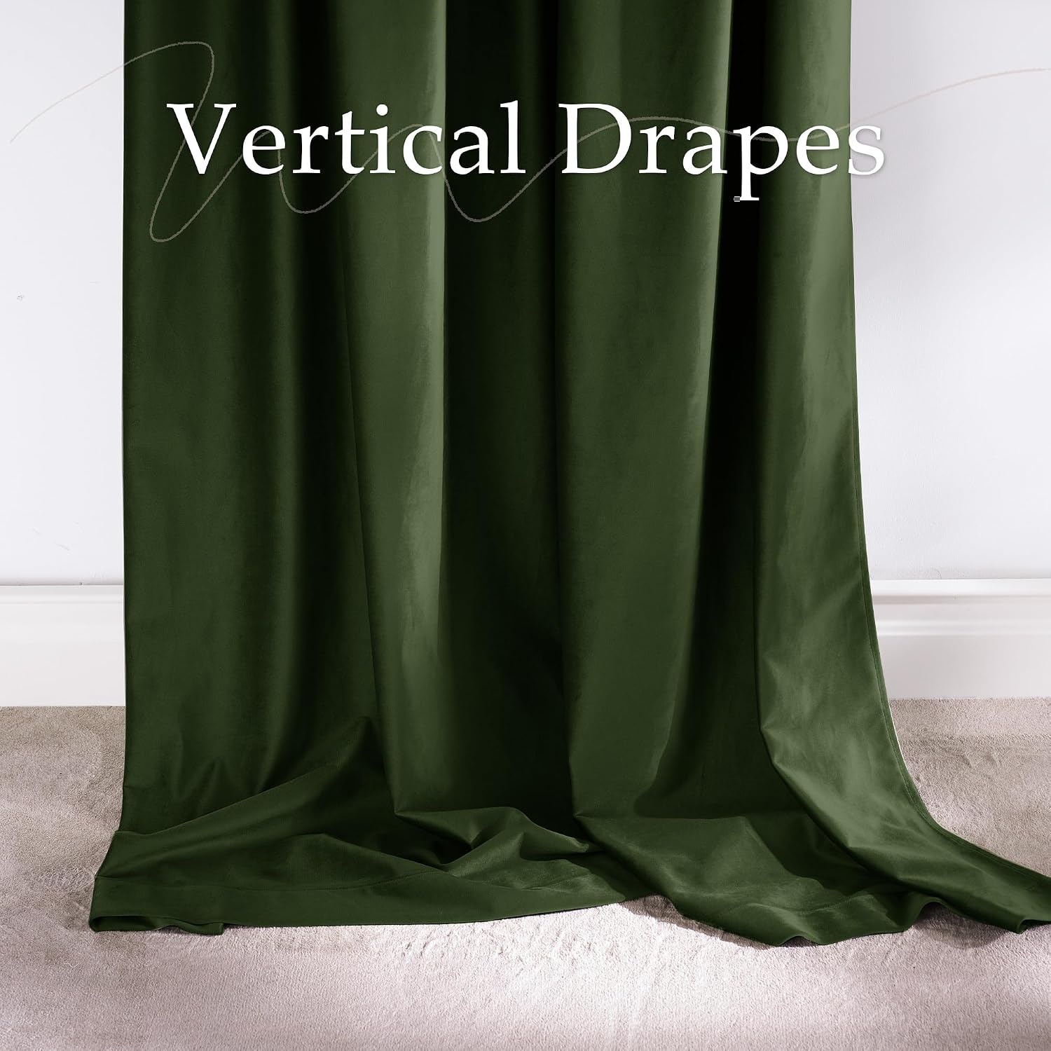 image:imageNICETOWN Olive Green Velvet Blackout Curtains 84 Long 52 Wide 2 PanelsOlive Green