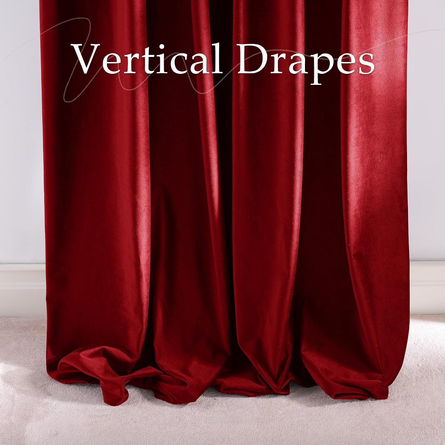 image:imageNICETOWN Olive Green Velvet Blackout Curtains 84 Long 52 Wide 2 PanelsRed