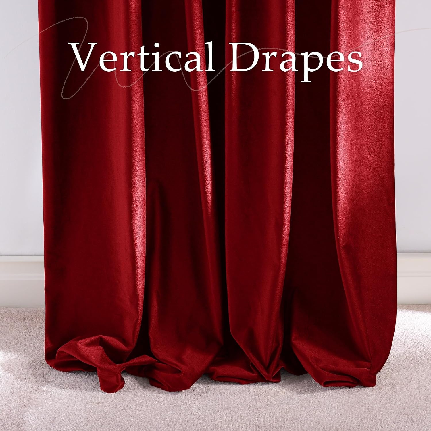image:imageNICETOWN Olive Green Velvet Blackout Curtains 84 Long 52 Wide 2 PanelsRed